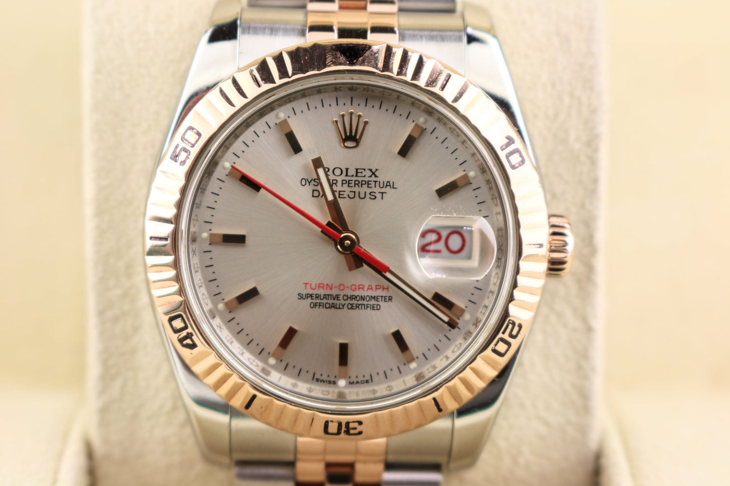 2006 Rolex Datejust Turnograph 116261 Silver Dial TT RG Jubilee No Papers 36mm