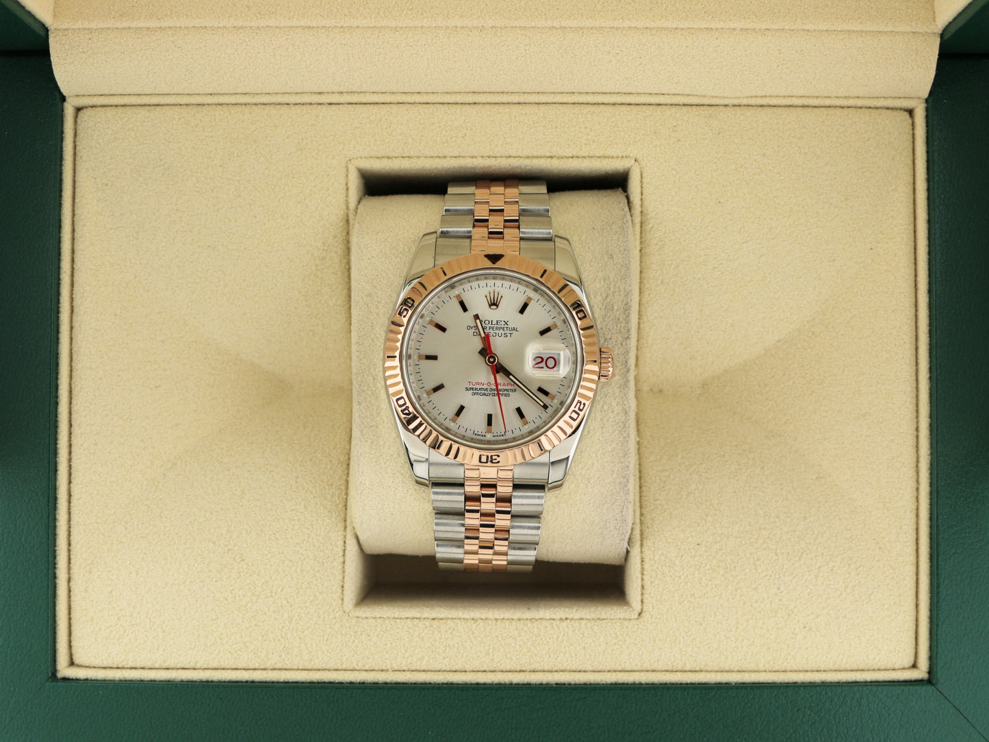 2006 Rolex Datejust Turnograph 116261 Silver Dial TT RG Jubilee No Papers 36mm