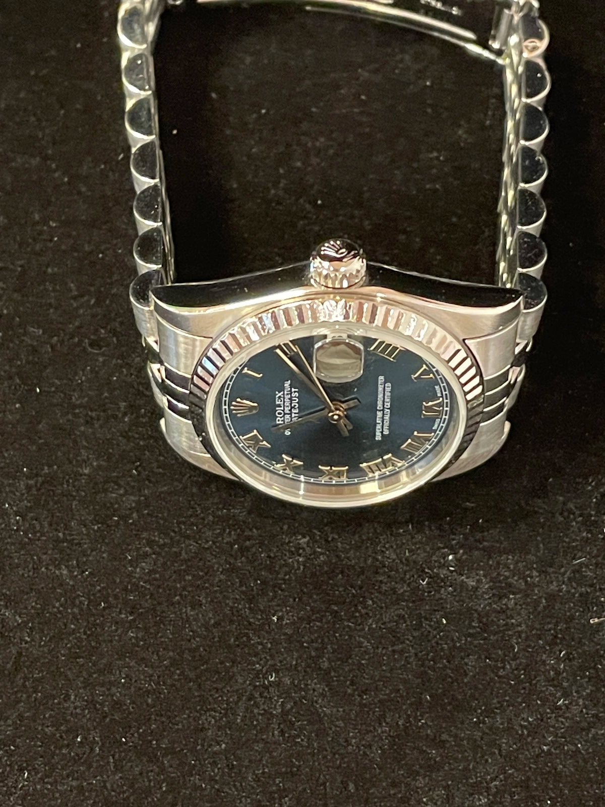 2001 Rolex Datejust 68274 Blue Roman Dial SS Jubilee With Papers 31mm