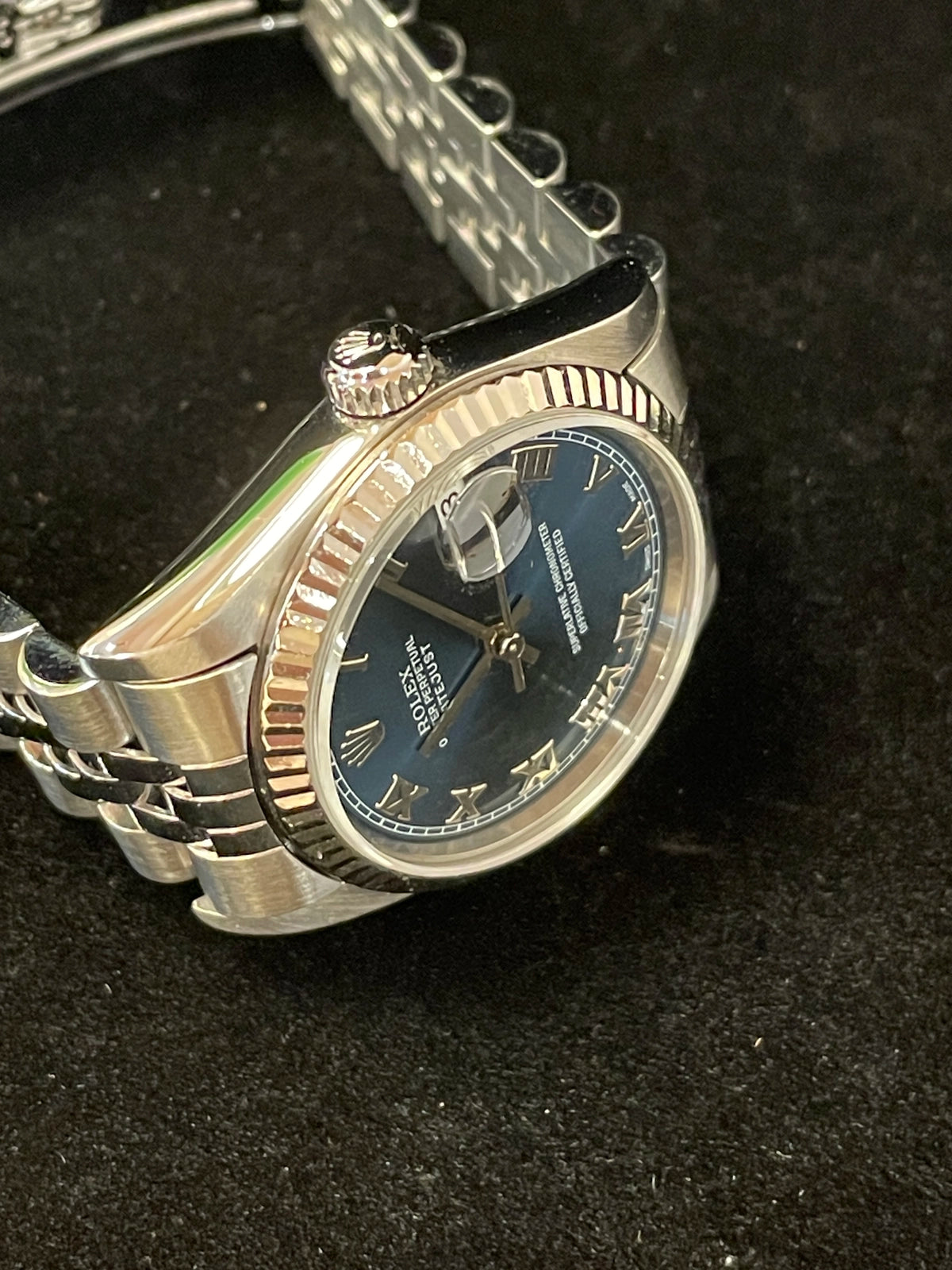 2001 Rolex Datejust 68274 Blue Roman Dial SS Jubilee With Papers 31mm
