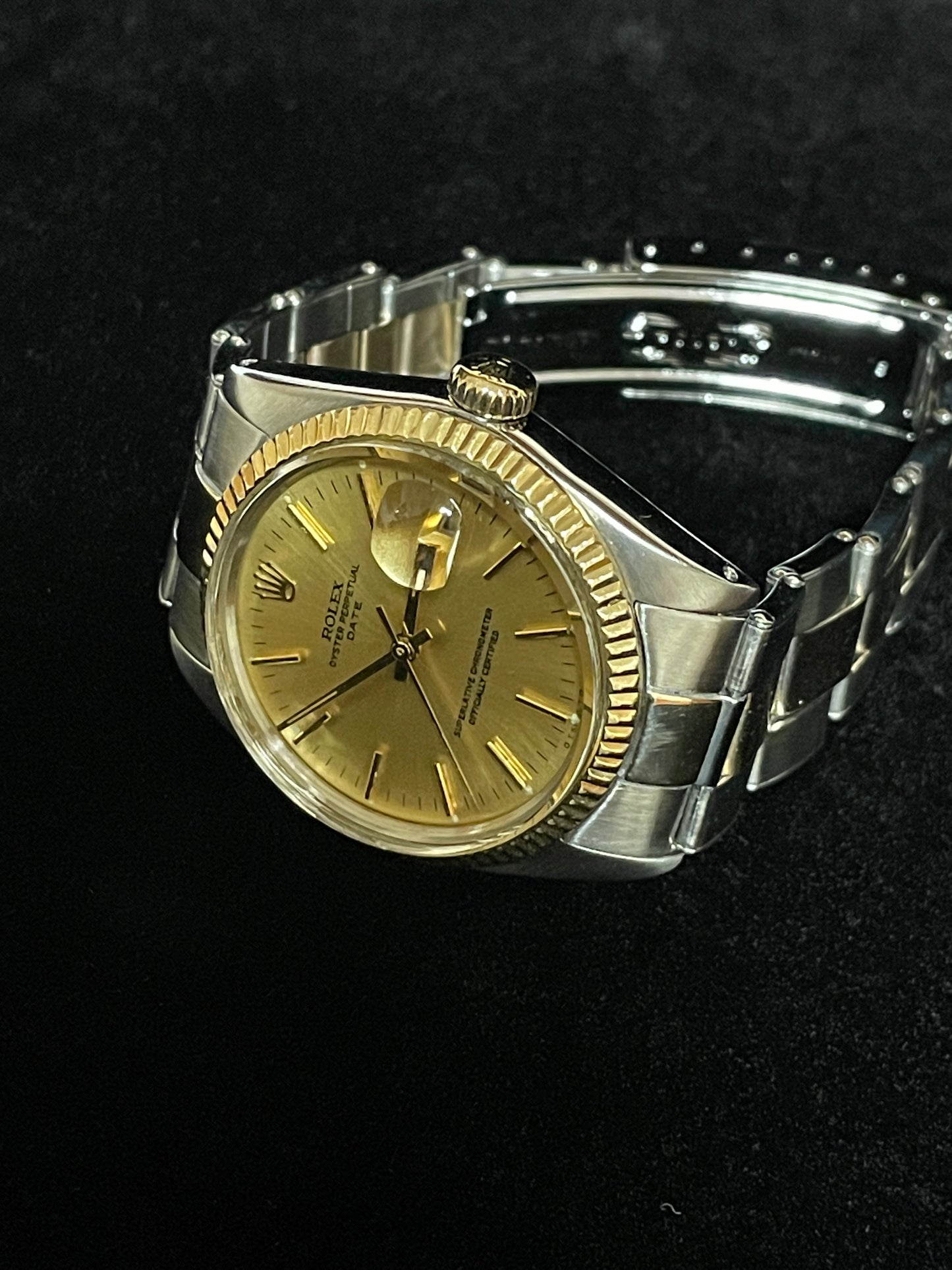 1967 Rolex Date 1500 Champagne Dial TT Rivet Oyster No Papers 34mm