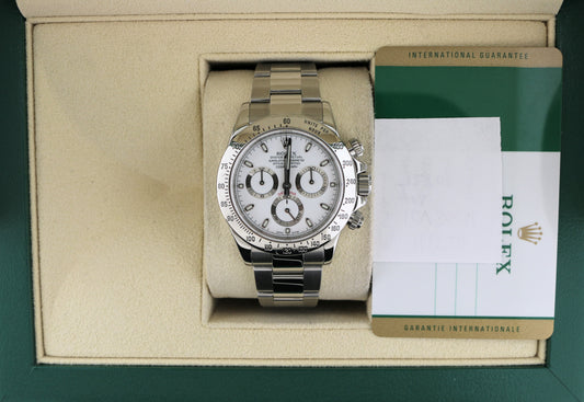 2015 Rolex Daytona 116520 White APH Dial Blue Lume SS Oyster With Papers 40mm