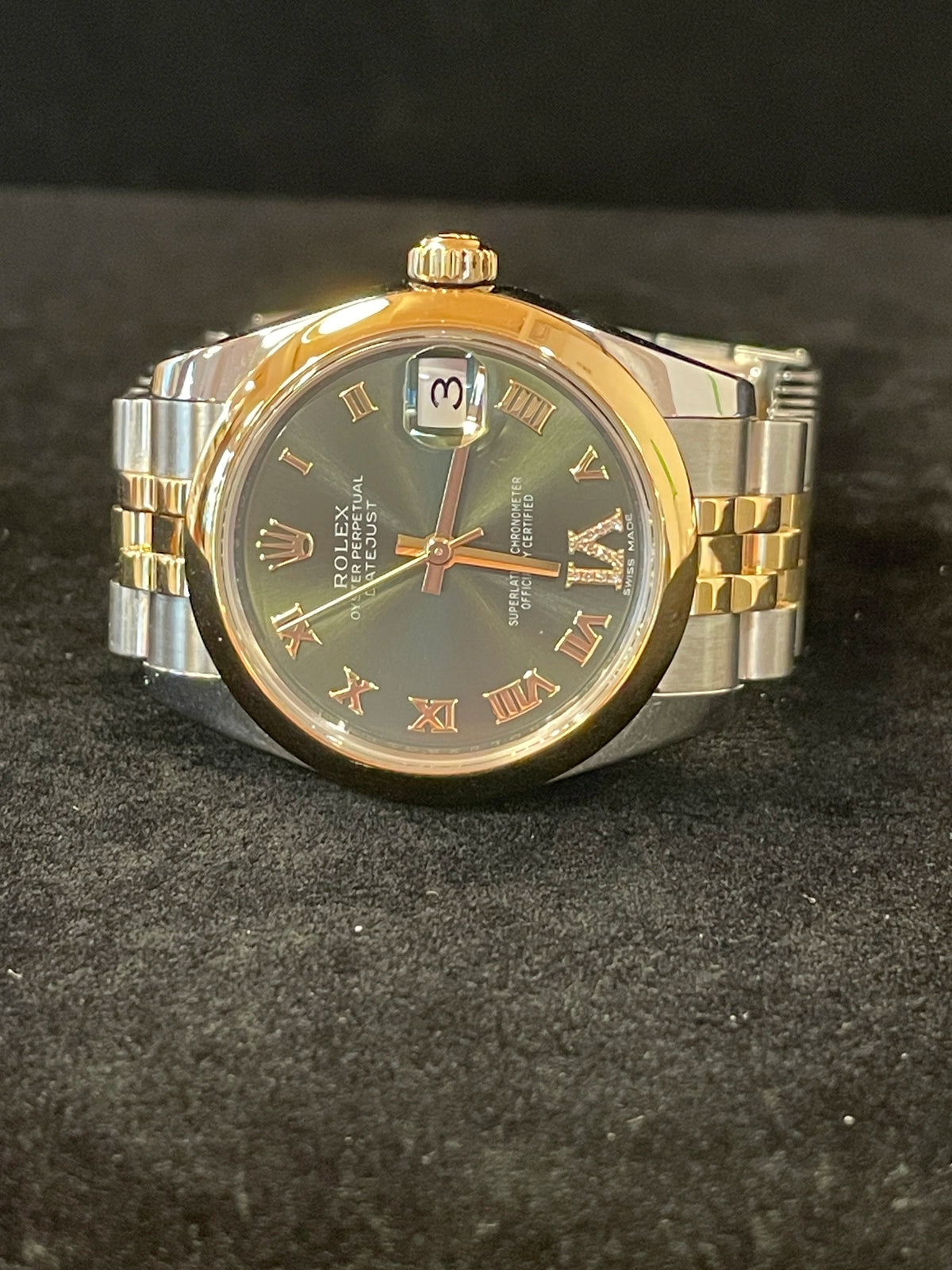2016 Rolex Datejust 178243 Olive Green Diamond VI Dial TT Jubilee W/ Papers 31mm