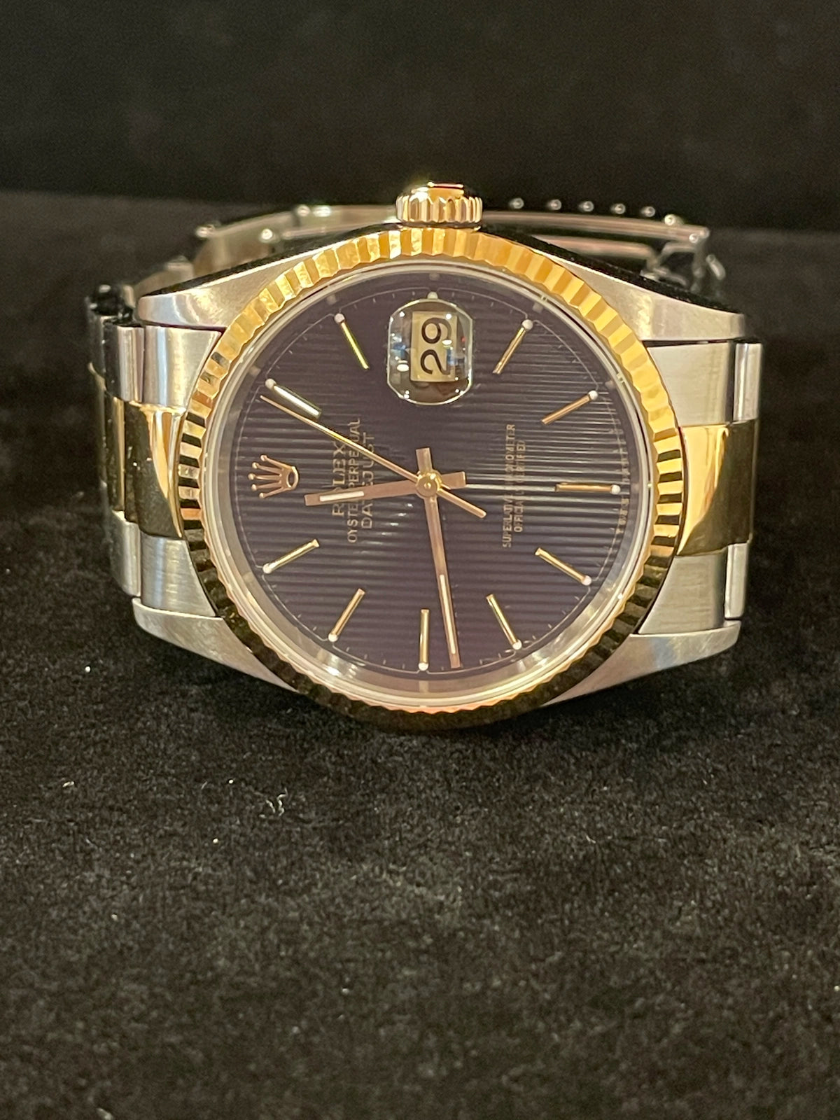 1996 Rolex Datejust 16233 Black Tapestry Dial TT Oyster No Papers 36mm