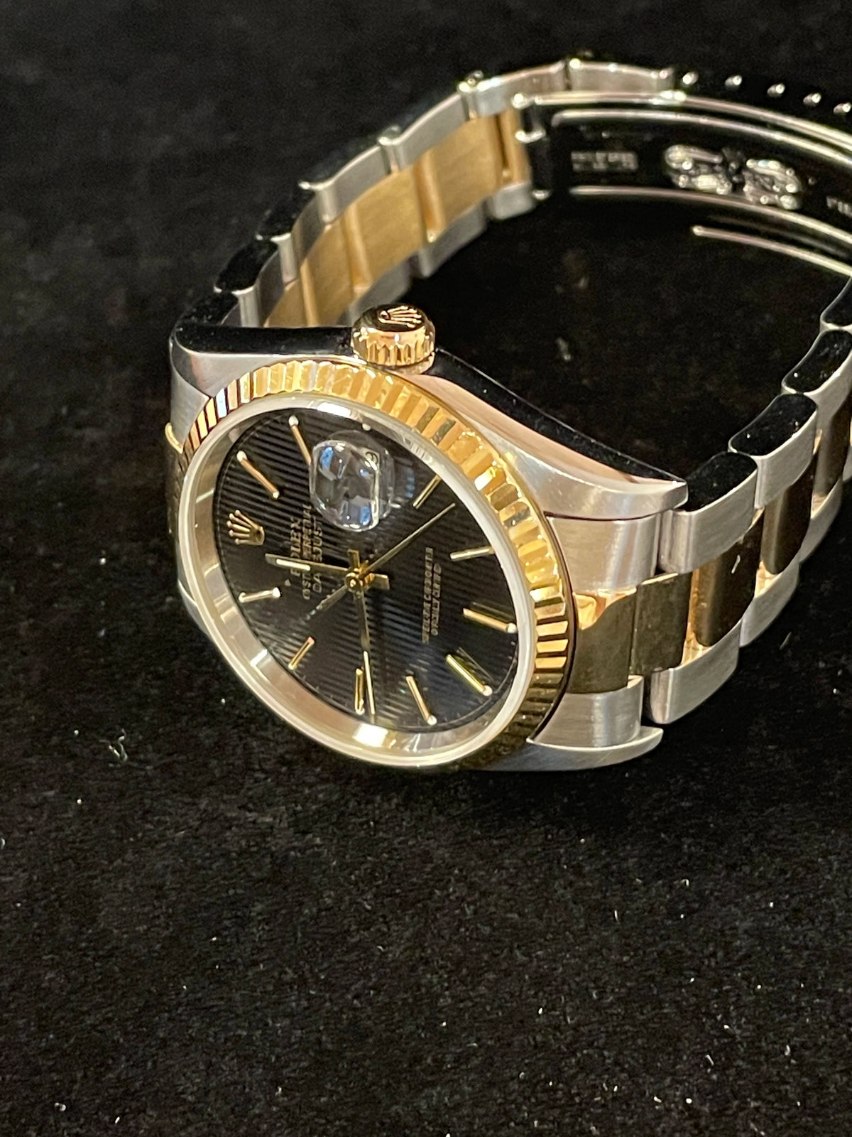 1996 Rolex Datejust 16233 Black Tapestry Dial TT Oyster No Papers 36mm