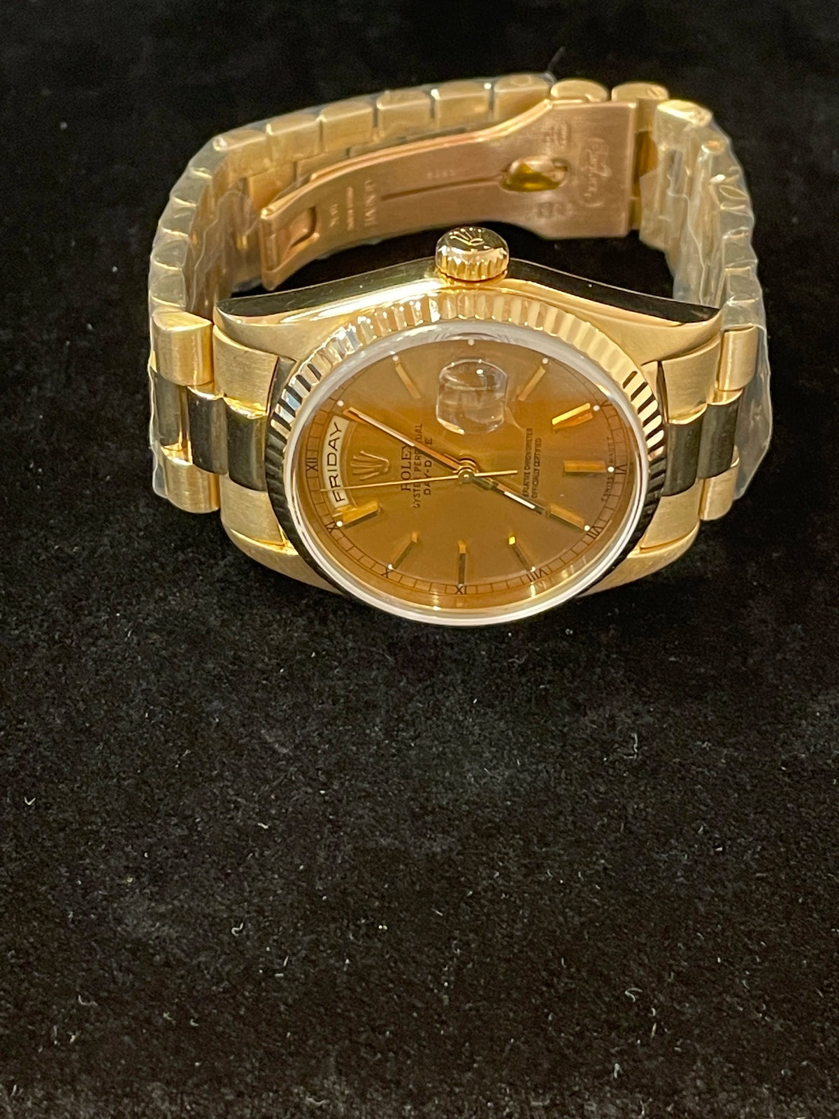 1999 Rolex Day-Date 18238 Champagne Tobacco Dial 18kt President No Papers 36mm