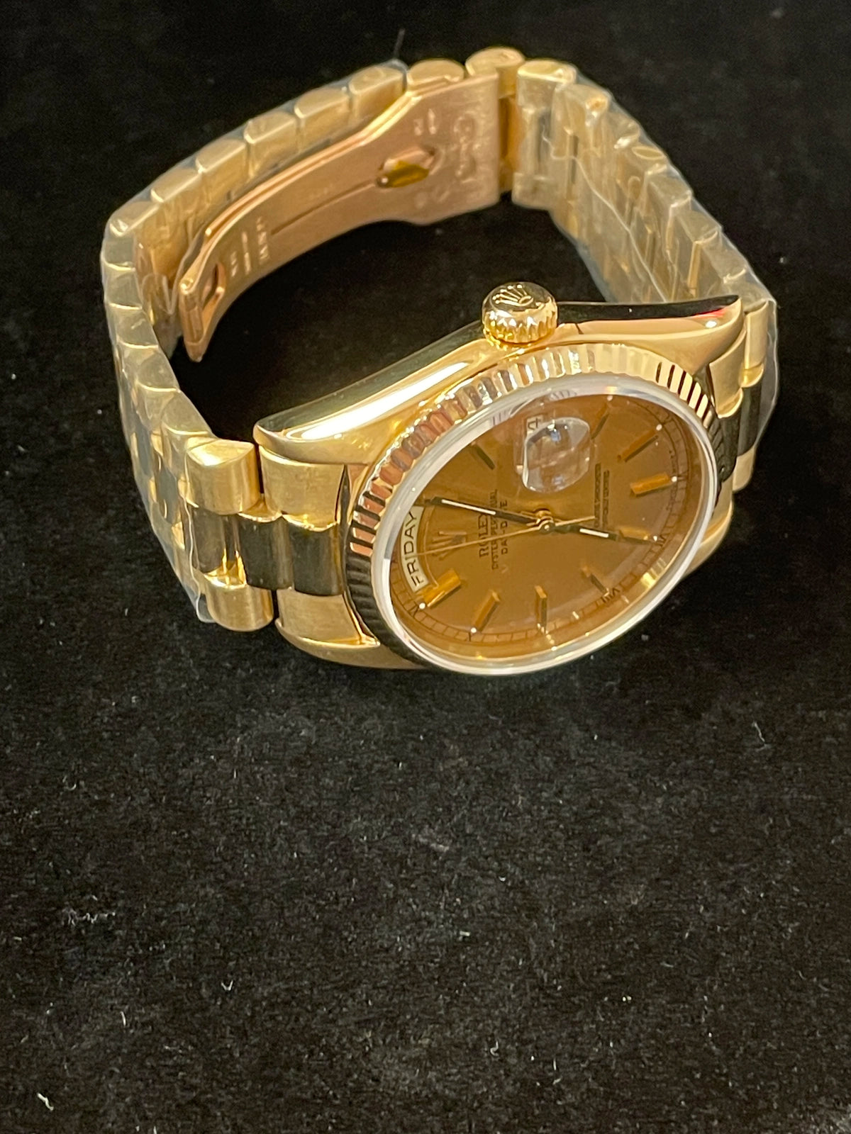 1999 Rolex Day-Date 18238 Champagne Tobacco Dial 18kt President No Papers 36mm