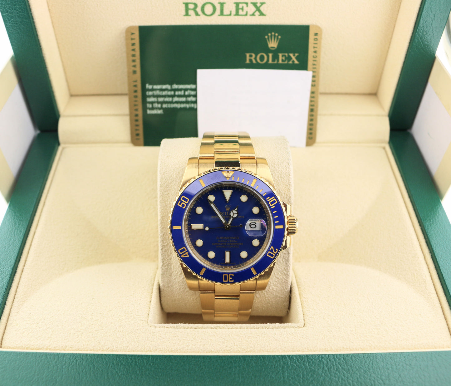 2010 Rolex Submariner Bluesy 116618 Blue Dial 18kt YG Oyster With Papers 40mm