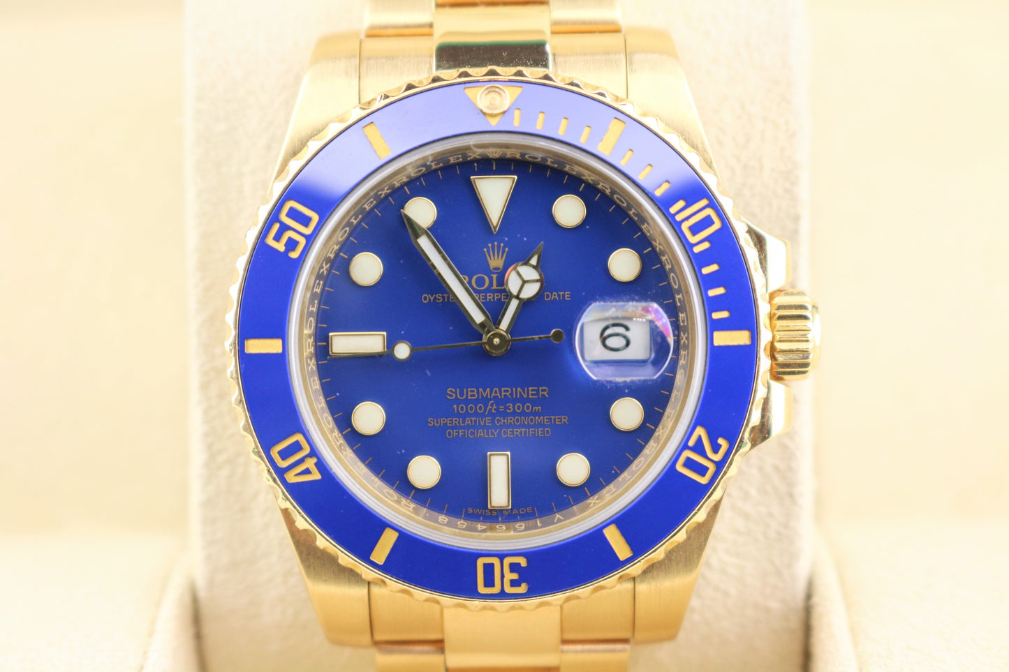 2010 Rolex Submariner Bluesy 116618 Blue Dial 18kt YG Oyster With Papers 40mm