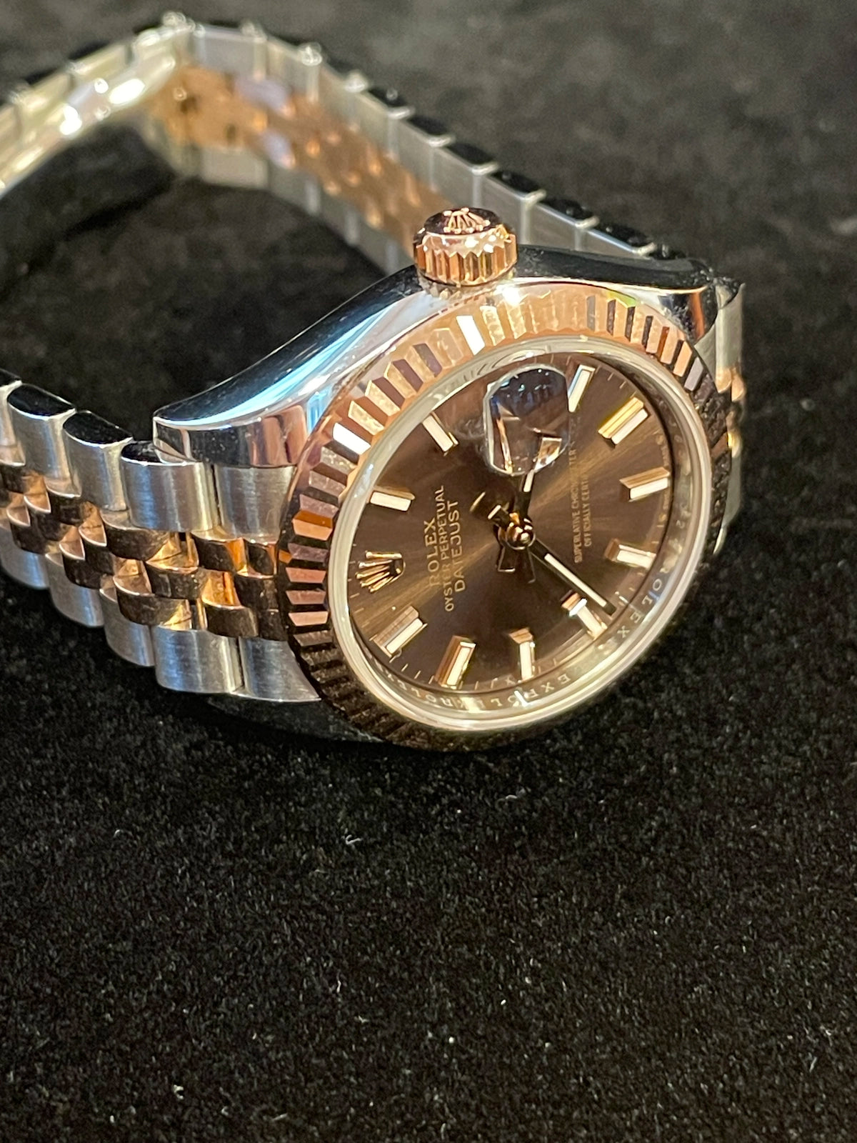 2025 Rolex Ladies Datejust 279171 Chocolate Stick Dial TT Jubilee Rose 28mm