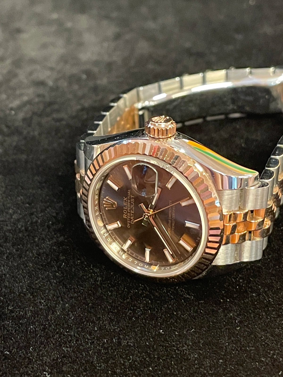 2025 Rolex Ladies Datejust 279171 Chocolate Stick Dial TT Jubilee Rose 28mm