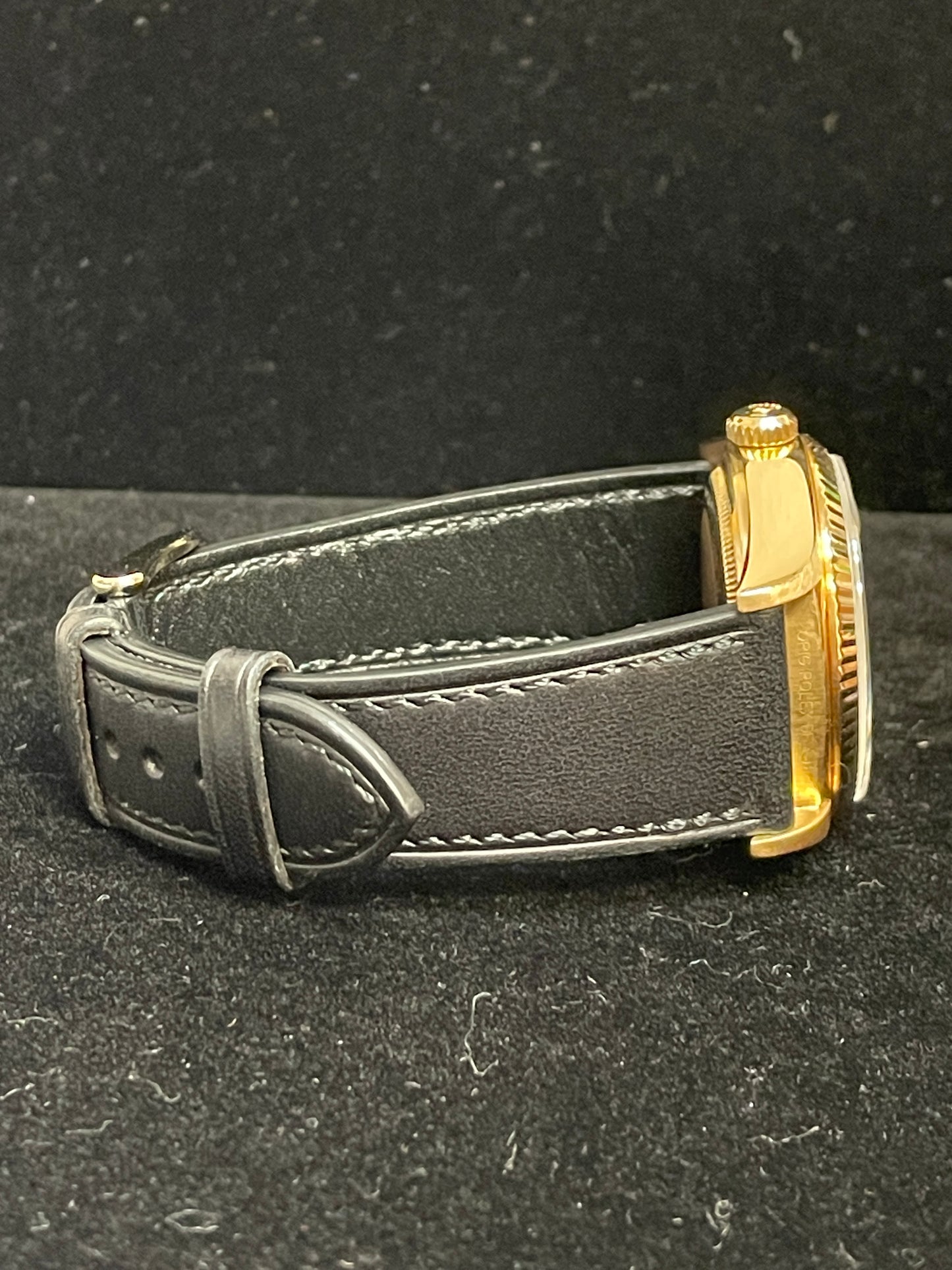 1987 Rolex Day-Date 18038 Black Diamond Black Leather Bracelet No Papers 36mm