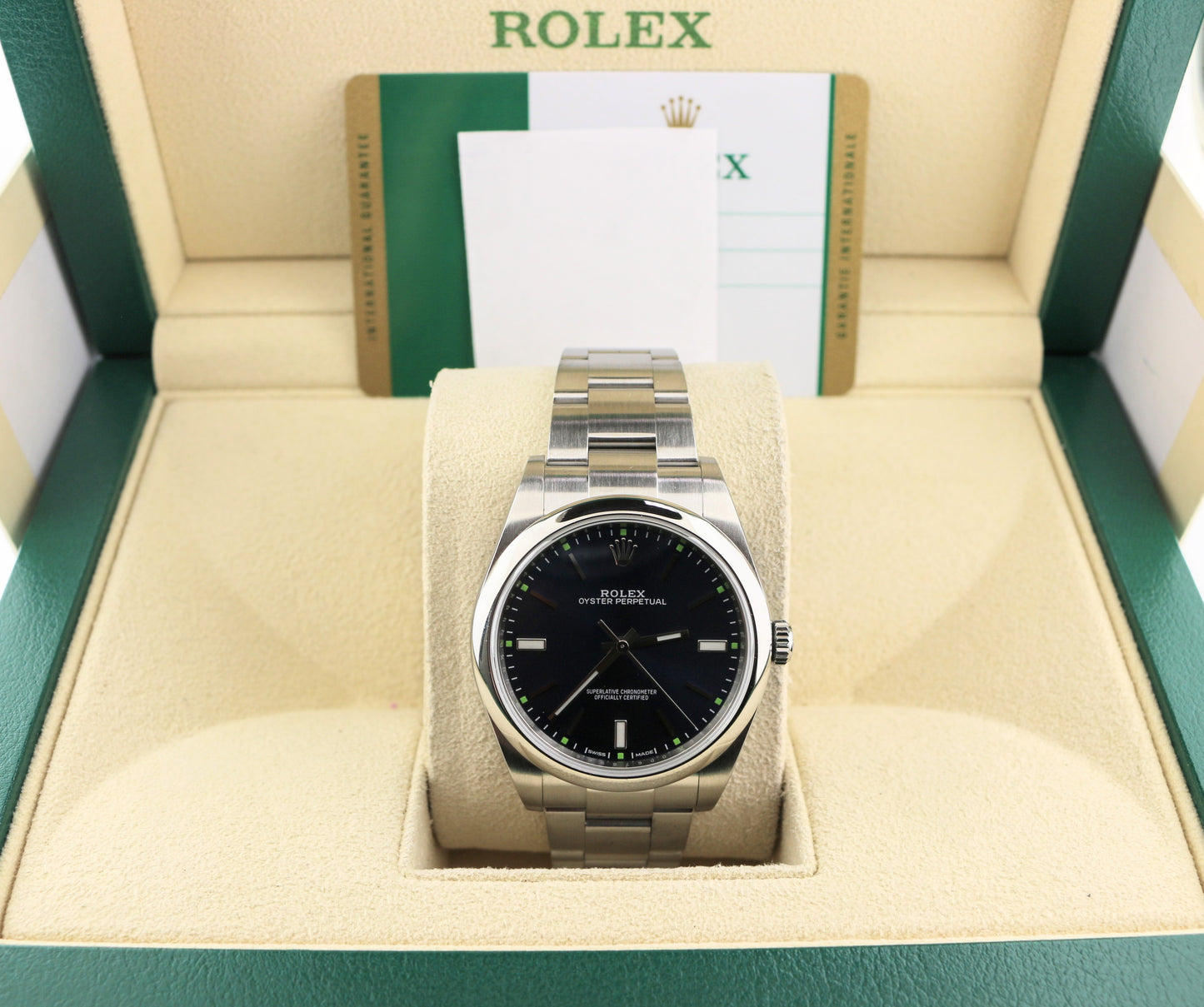 OHA 2019 Rolex Oyster Perpetual 114300 Blue Dial SS Oyster With Papers 39mm