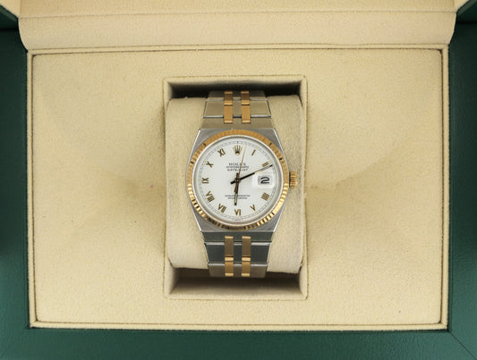 1986 Rolex Datejust Oysterquartz 17013 White Roman Dial TT 18kt No Papers 36mm