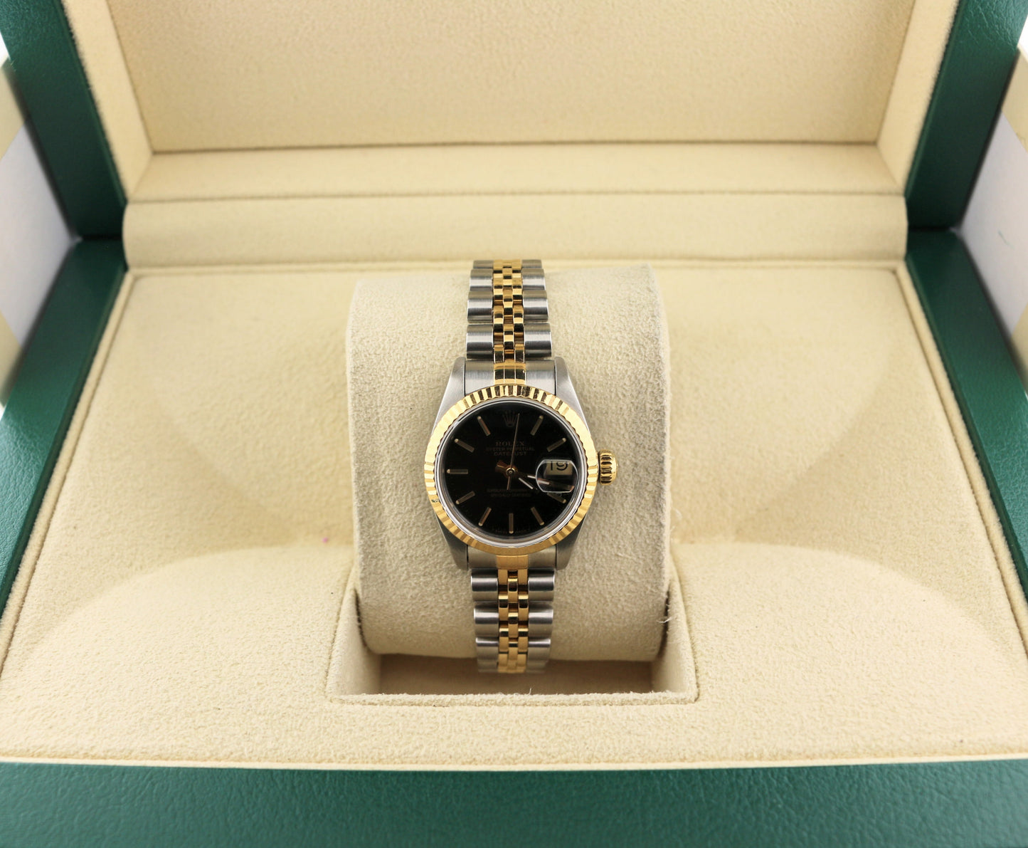 1990 Rolex Ladies Datejust 69173 Black Dial TT 18kt Jubilee No Papers 26mm