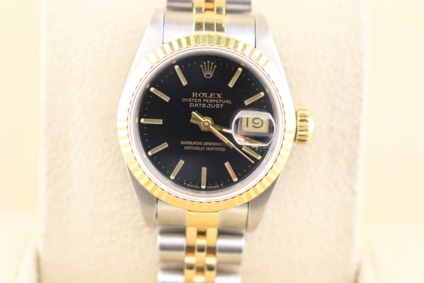 1990 Rolex Ladies Datejust 69173 Black Dial TT 18kt Jubilee No Papers 26mm