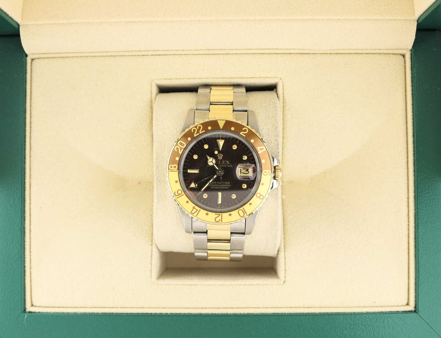 1979 Rolex GMT-Master Root Beer 1675 Brown Nipple Dial TT Oyster No Papers 40mm