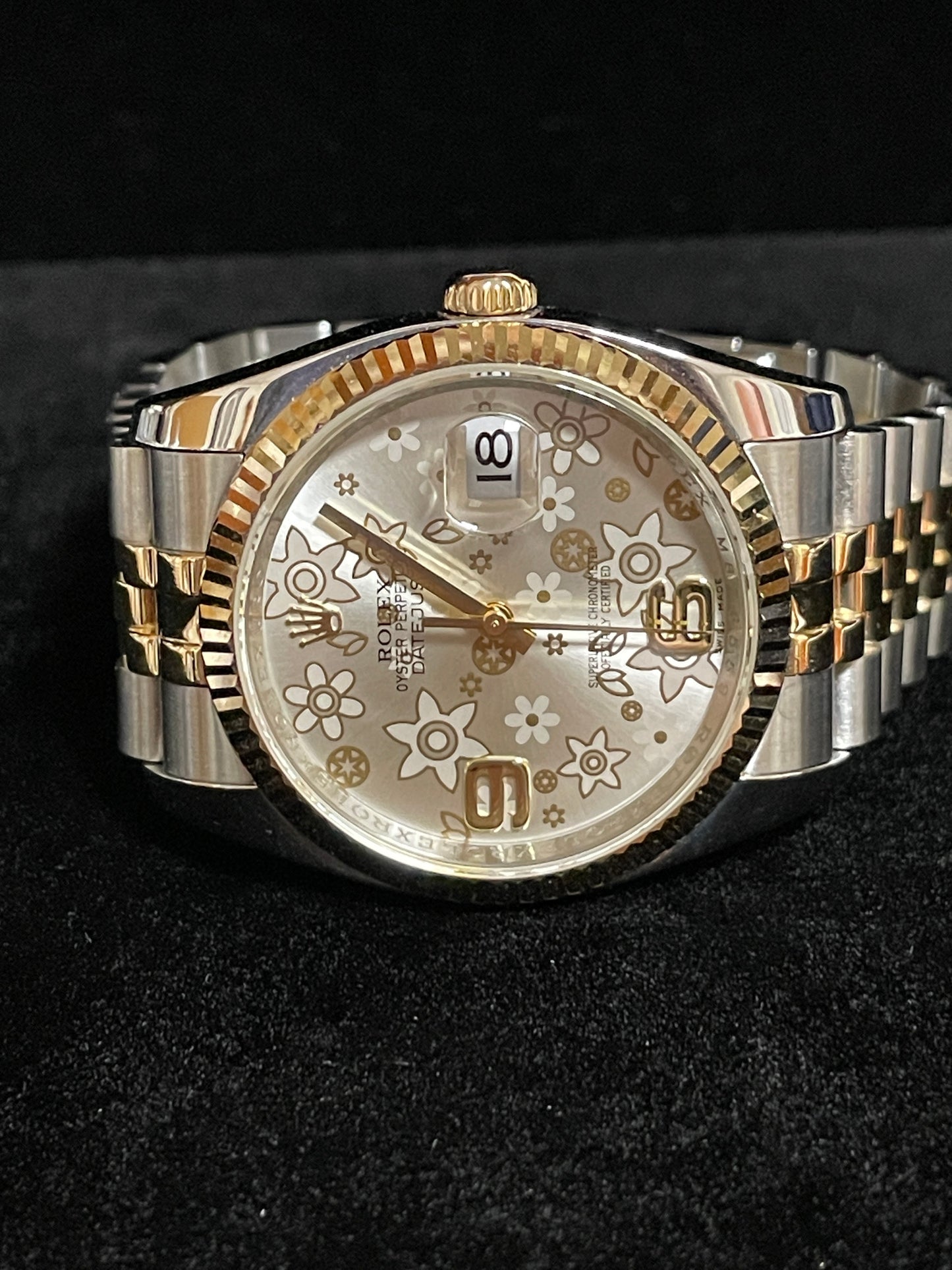 2008 Rolex Datejust 116233 Silver Floral Dial TT 18kt Jubilee No Papers 36mm