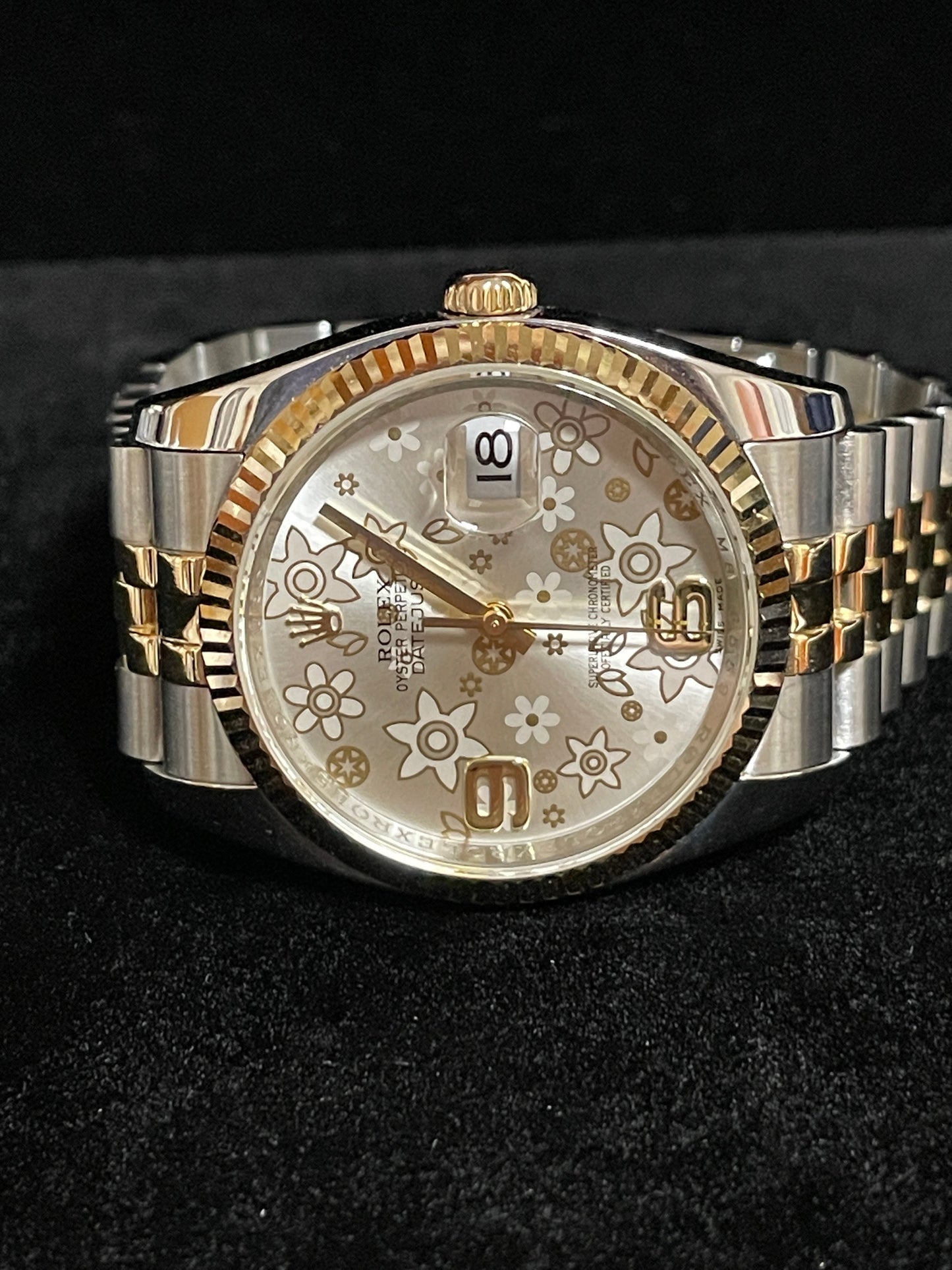 2008 Rolex Datejust 116233 Silver Floral Dial TT 18kt Jubilee No Papers 36mm