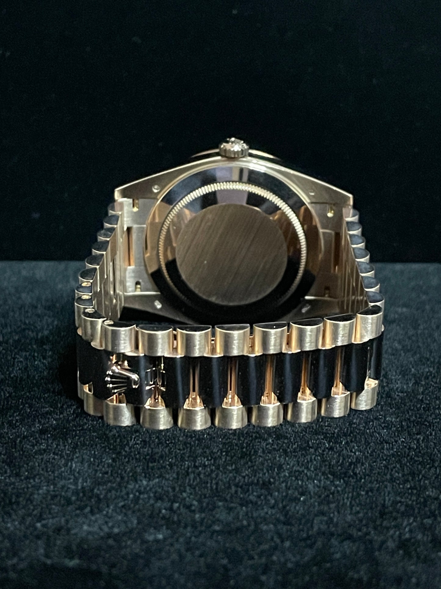 2018 Rolex Day-Date 228345RBR Chocolate Motif RG Diam Bezel President Paper 40mm