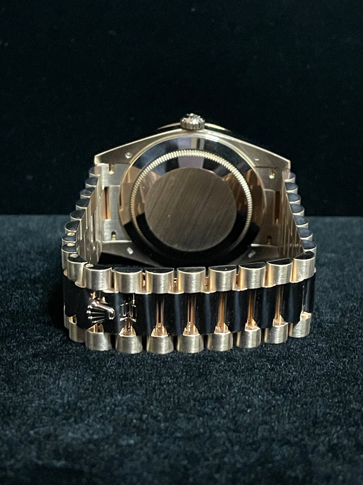 2018 Rolex Day-Date 228345RBR Chocolate Motif RG Diam Bezel President Paper 40mm
