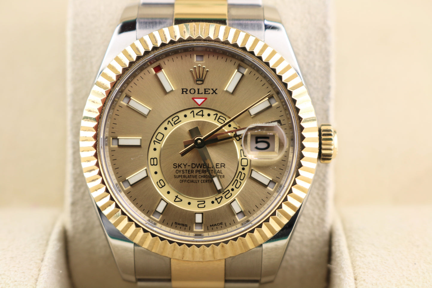 2021 Rolex Sky-Dweller 326933 Champagne Dial TT 18kt Oyster With Papers 42mm