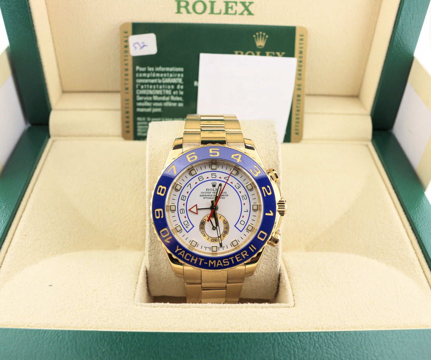 2010 Rolex Yacht-Master 116688 White Dial Yellow Gold 18kt Oyster W/ Papers 44mm