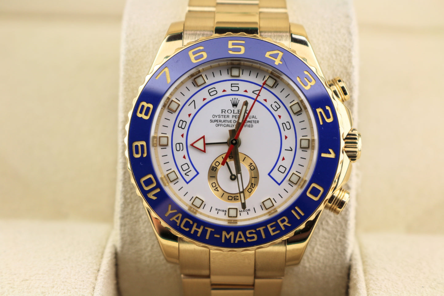2010 Rolex Yacht-Master 116688 White Dial Yellow Gold 18kt Oyster W/ Papers 44mm