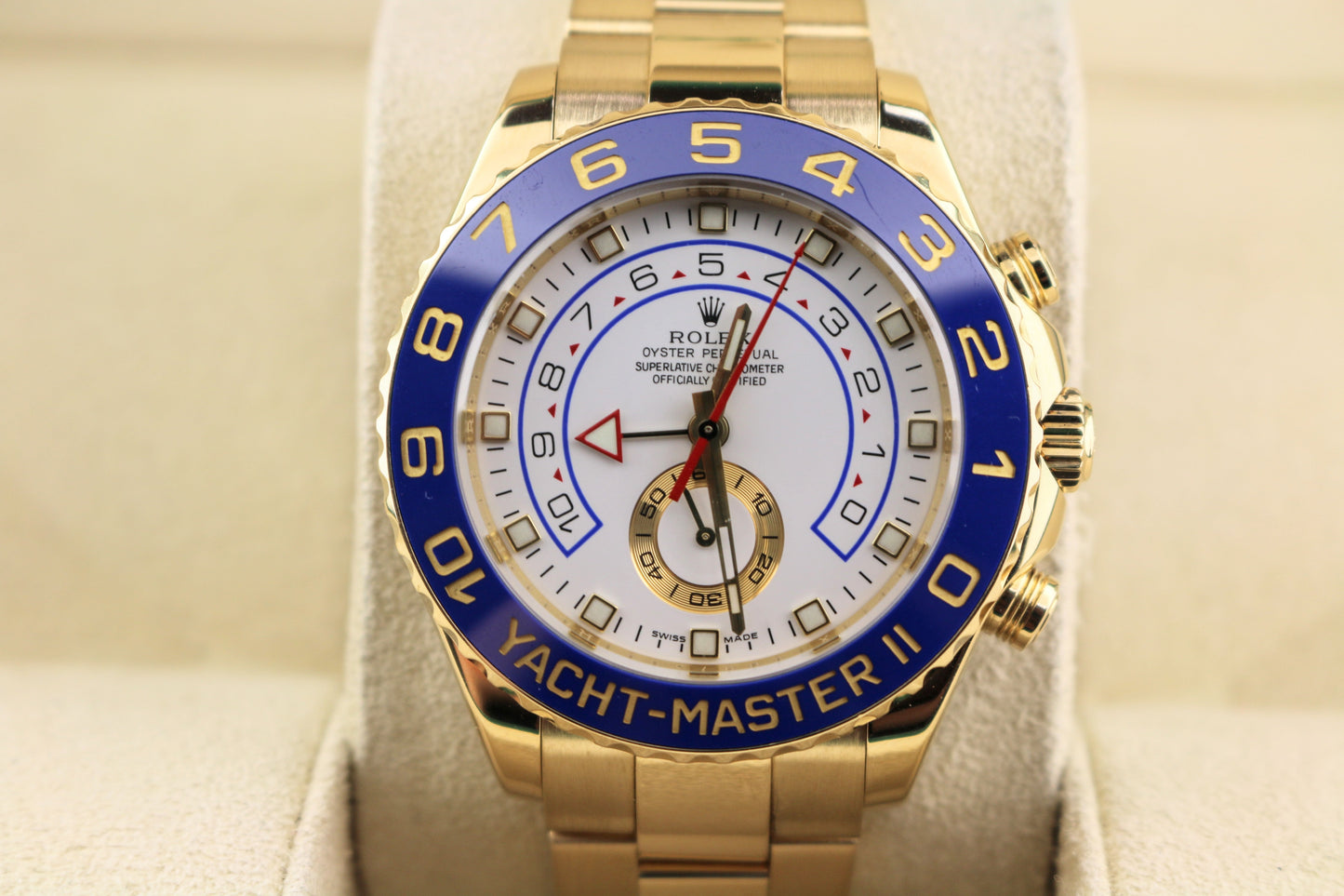 2010 Rolex Yacht-Master 116688 White Dial Yellow Gold 18kt Oyster W/ Papers 44mm