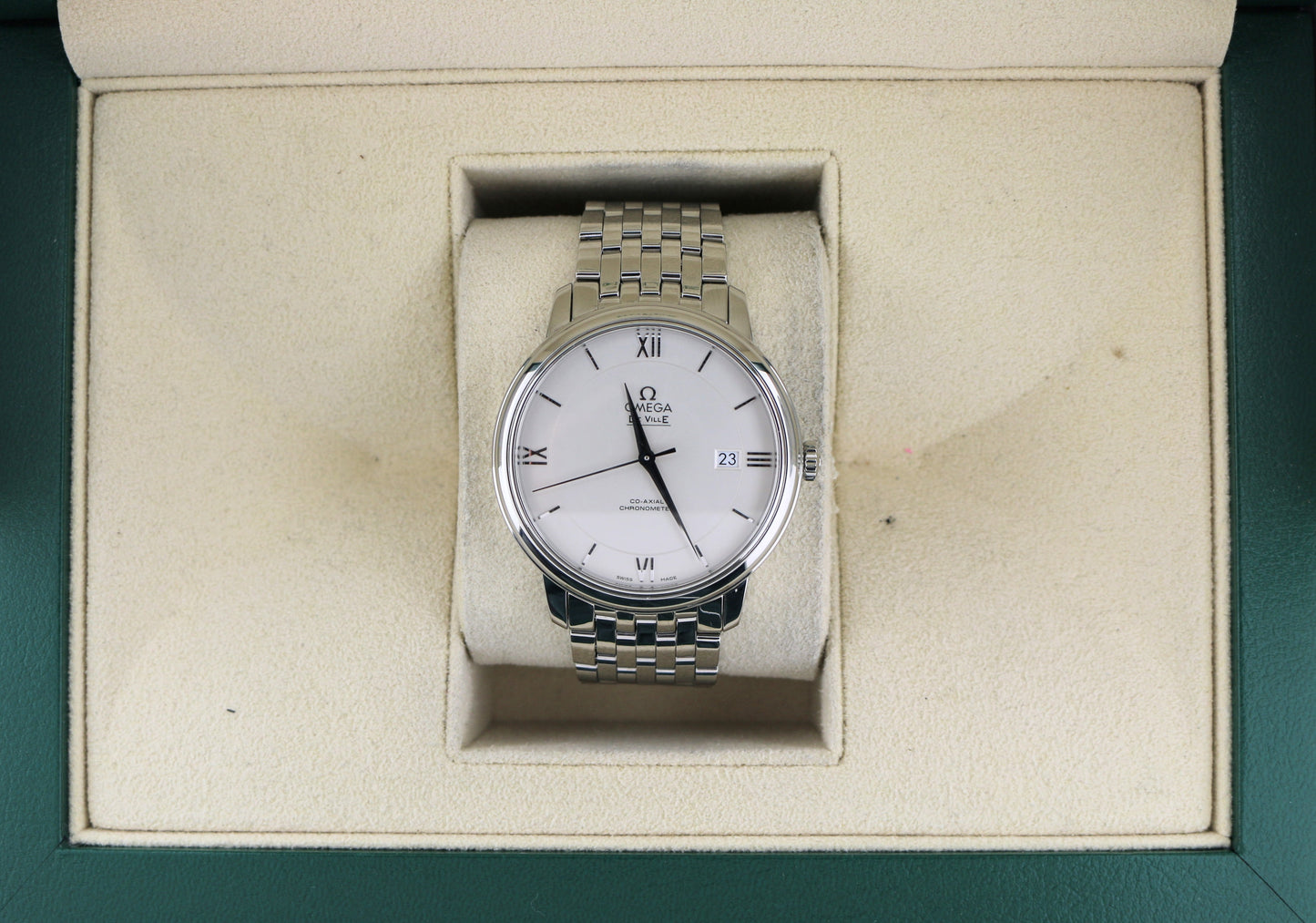 Omega Deville Prestige Co-axial 424.10.40.20.02.003 Silver Roman Dial SS 40mm