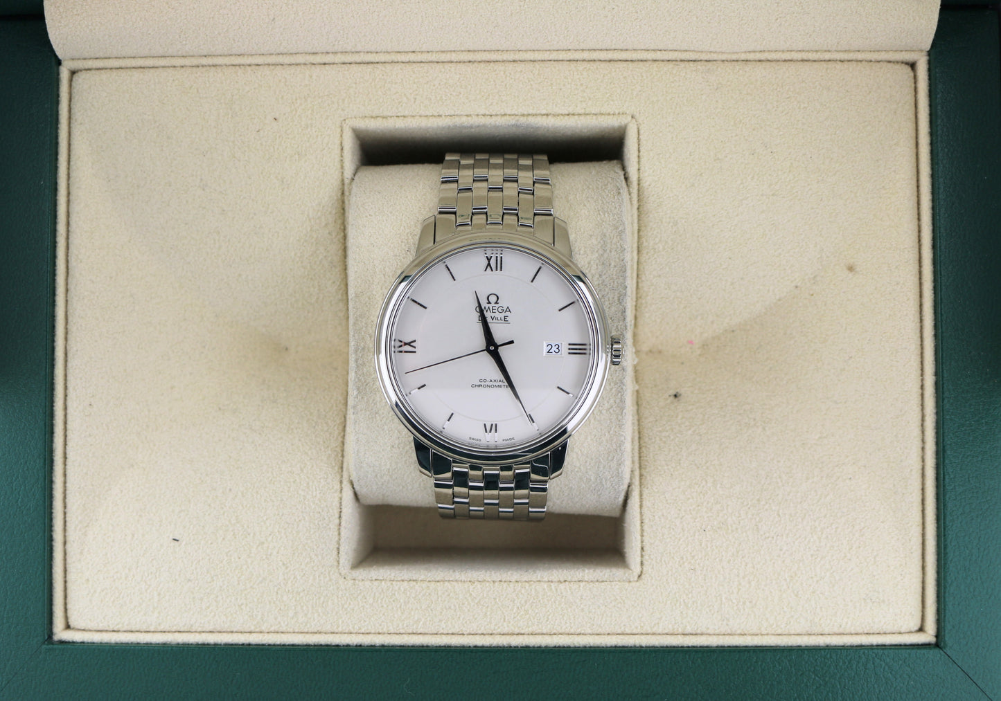 Omega Deville Prestige Co-axial 424.10.40.20.02.003 Silver Roman Dial SS 40mm