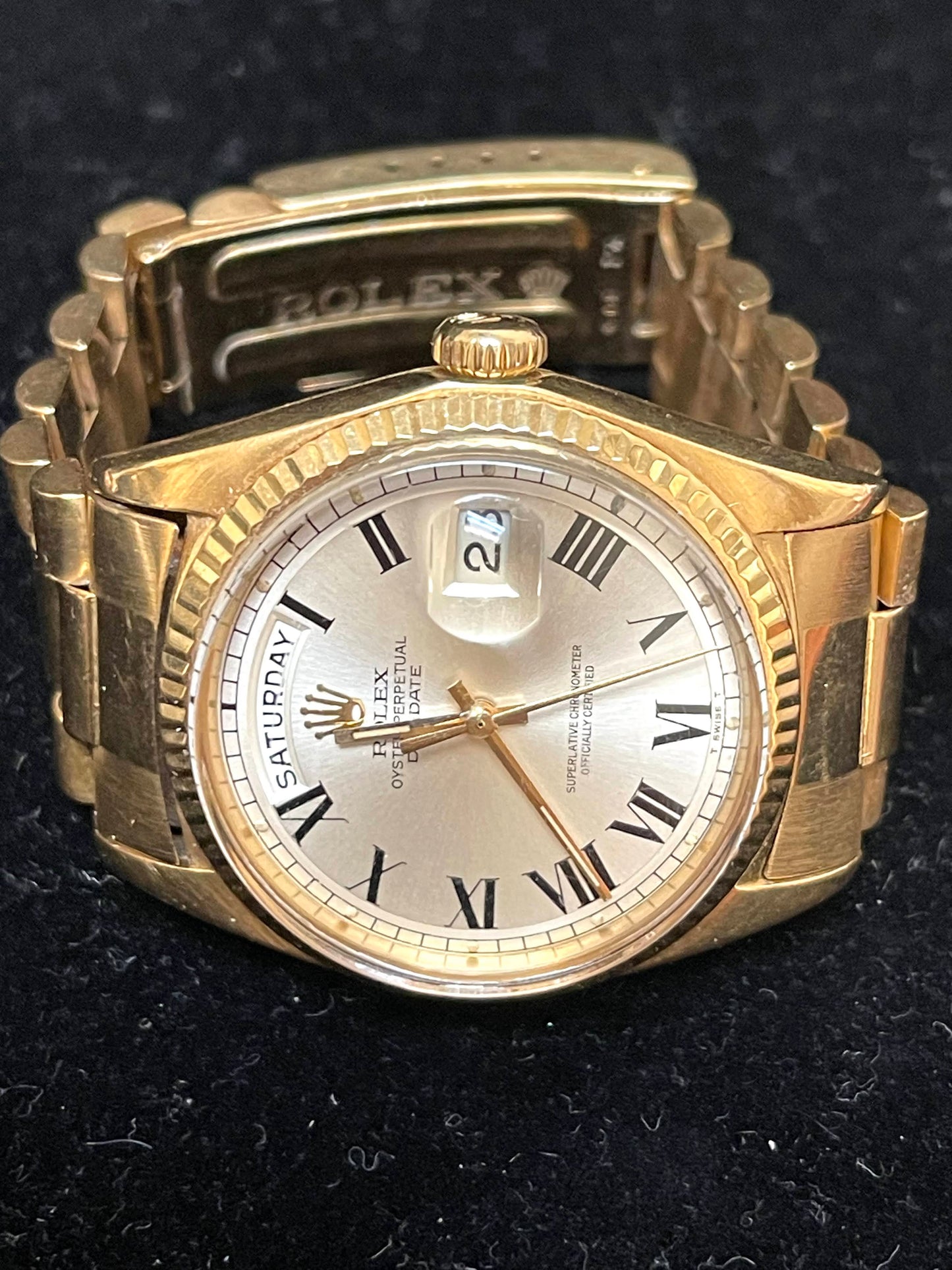 1970 Rolex DayDate 1803 Silver Buckley Dial Black Roman Numeral No Papers 36mm