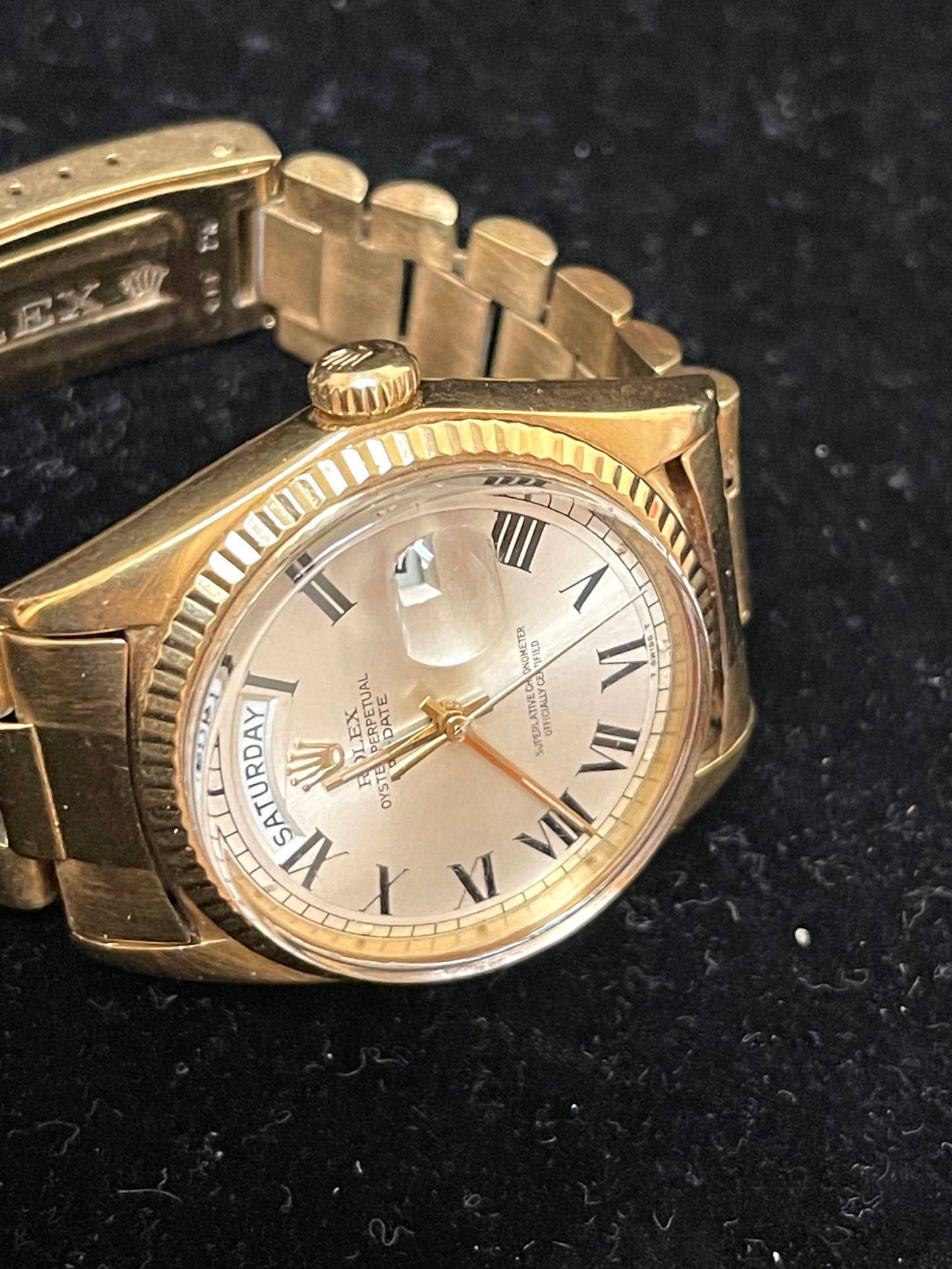 1970 Rolex DayDate 1803 Silver Buckley Dial Black Roman Numeral No Papers 36mm