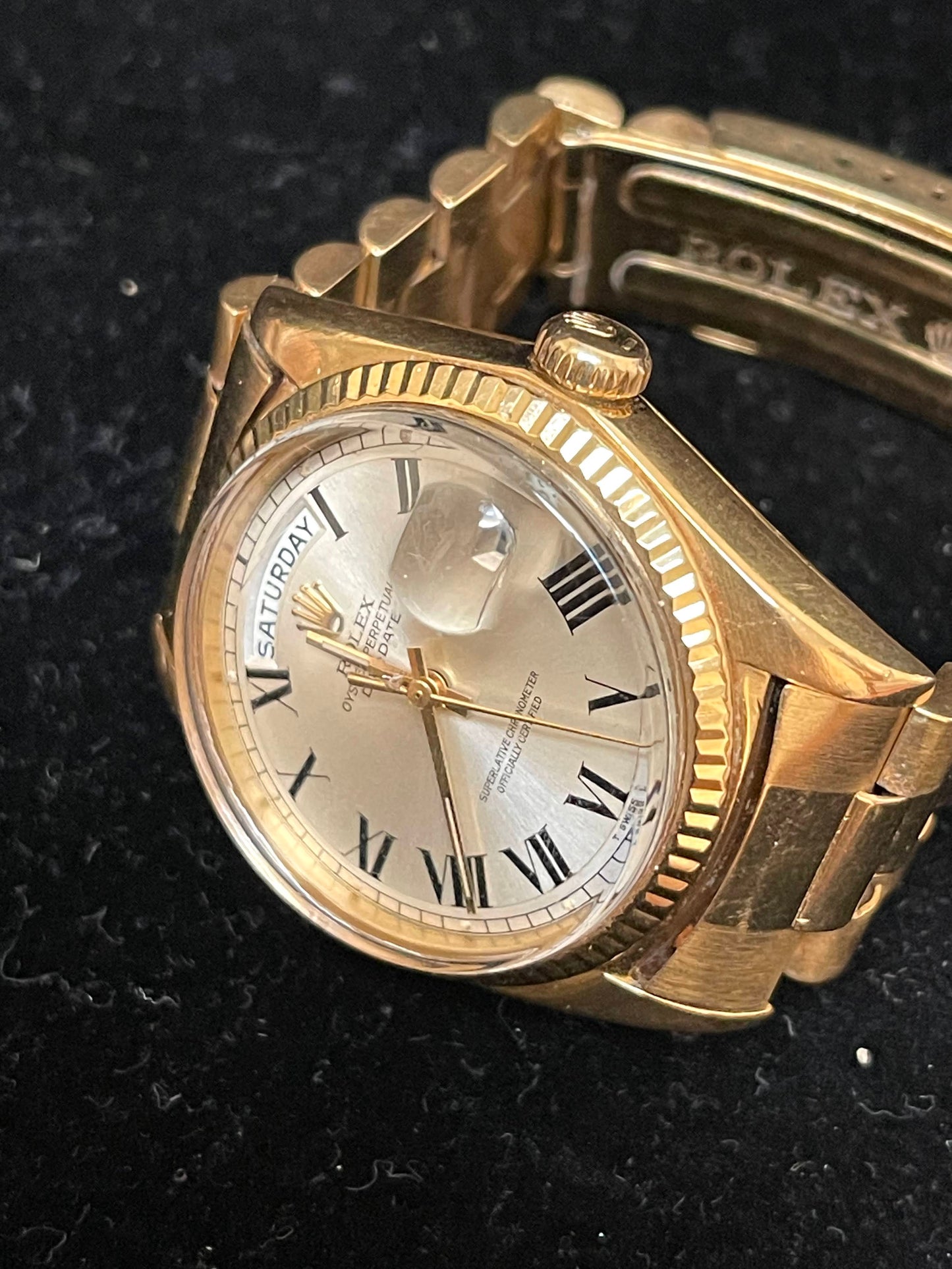 1970 Rolex DayDate 1803 Silver Buckley Dial Black Roman Numeral No Papers 36mm