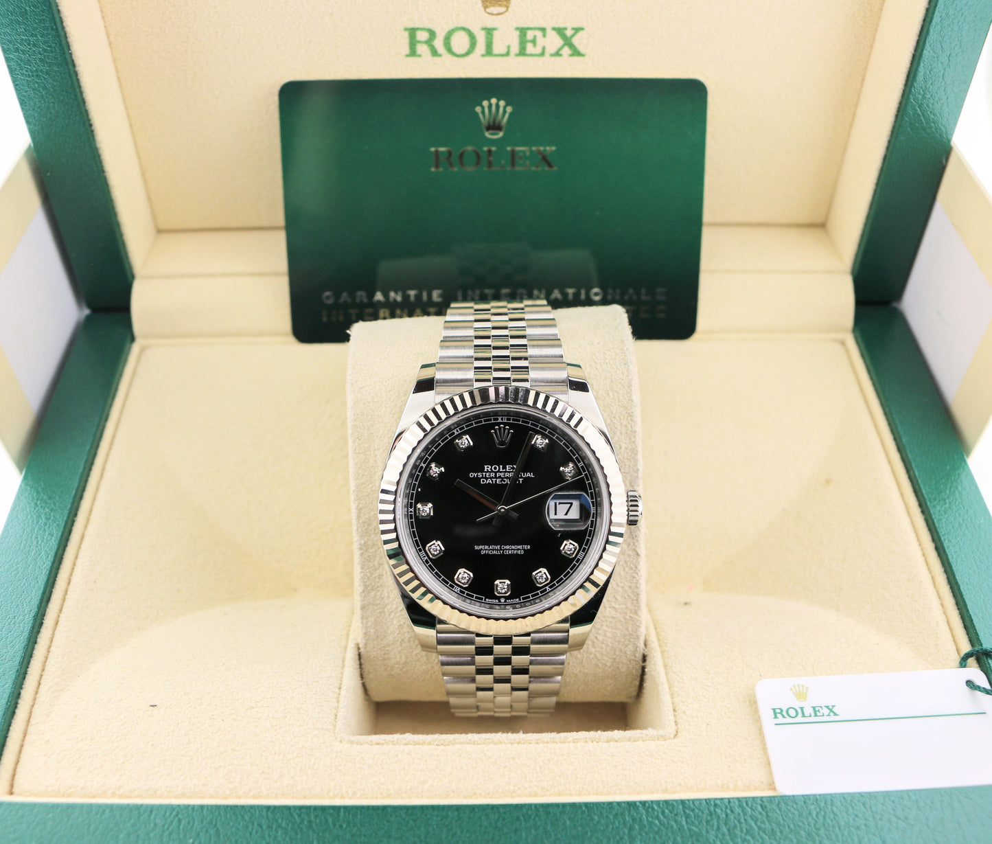 OHT 2024 Rolex Datejust 126334 Black Diamond Dial SS Jubilee With Papers 41mm