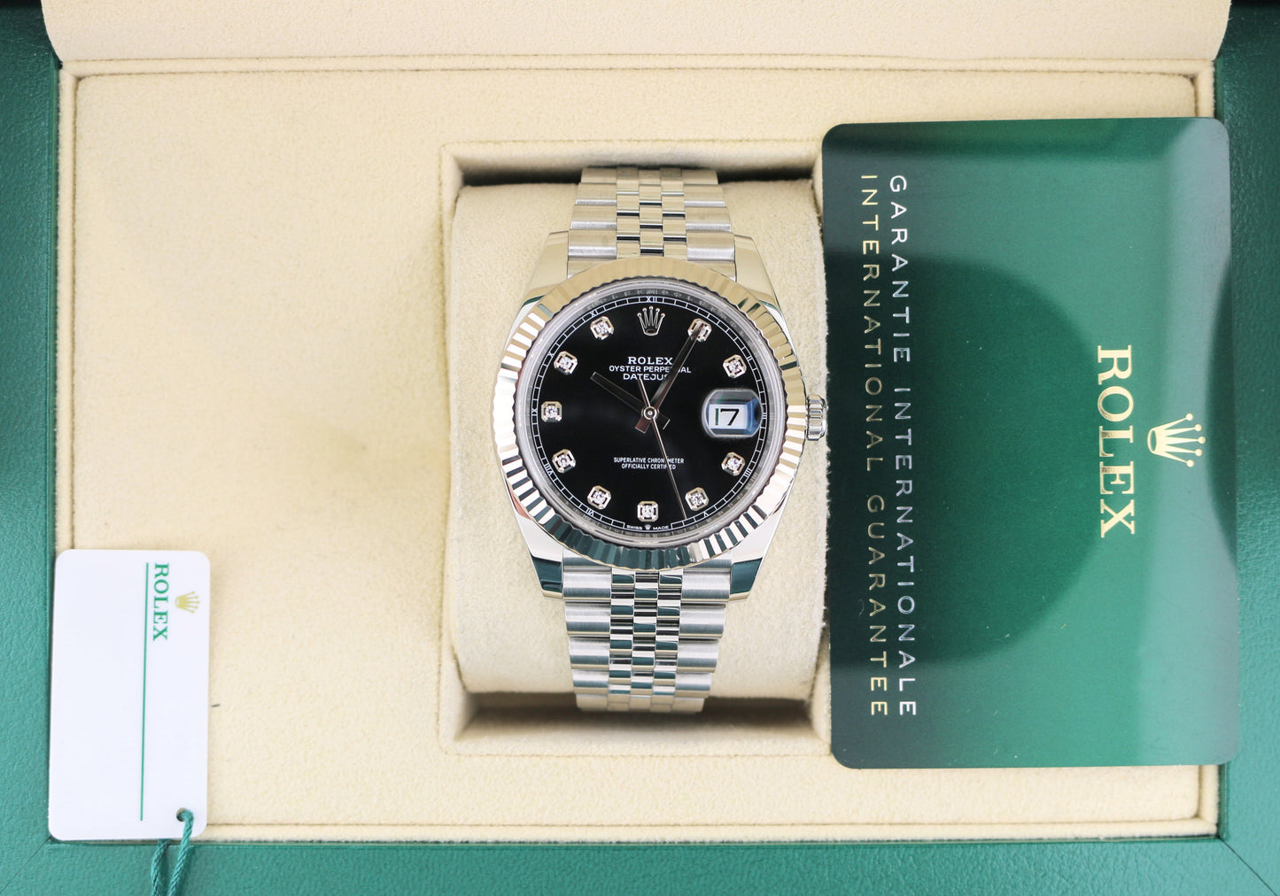 OHT 2024 Rolex Datejust 126334 Black Diamond Dial SS Jubilee With Papers 41mm