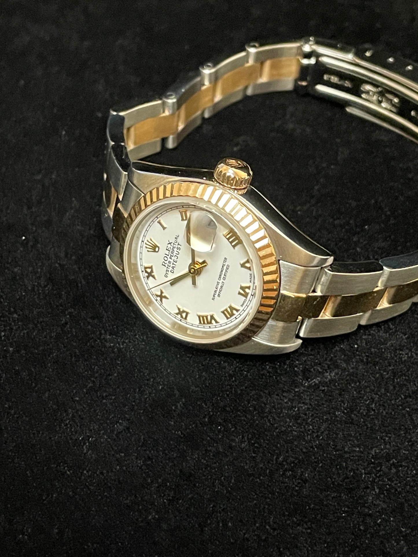 2000 Rolex Ladies Datejust 79173 White Roman Dial TT 18kt Oyster No Papers 26mm
