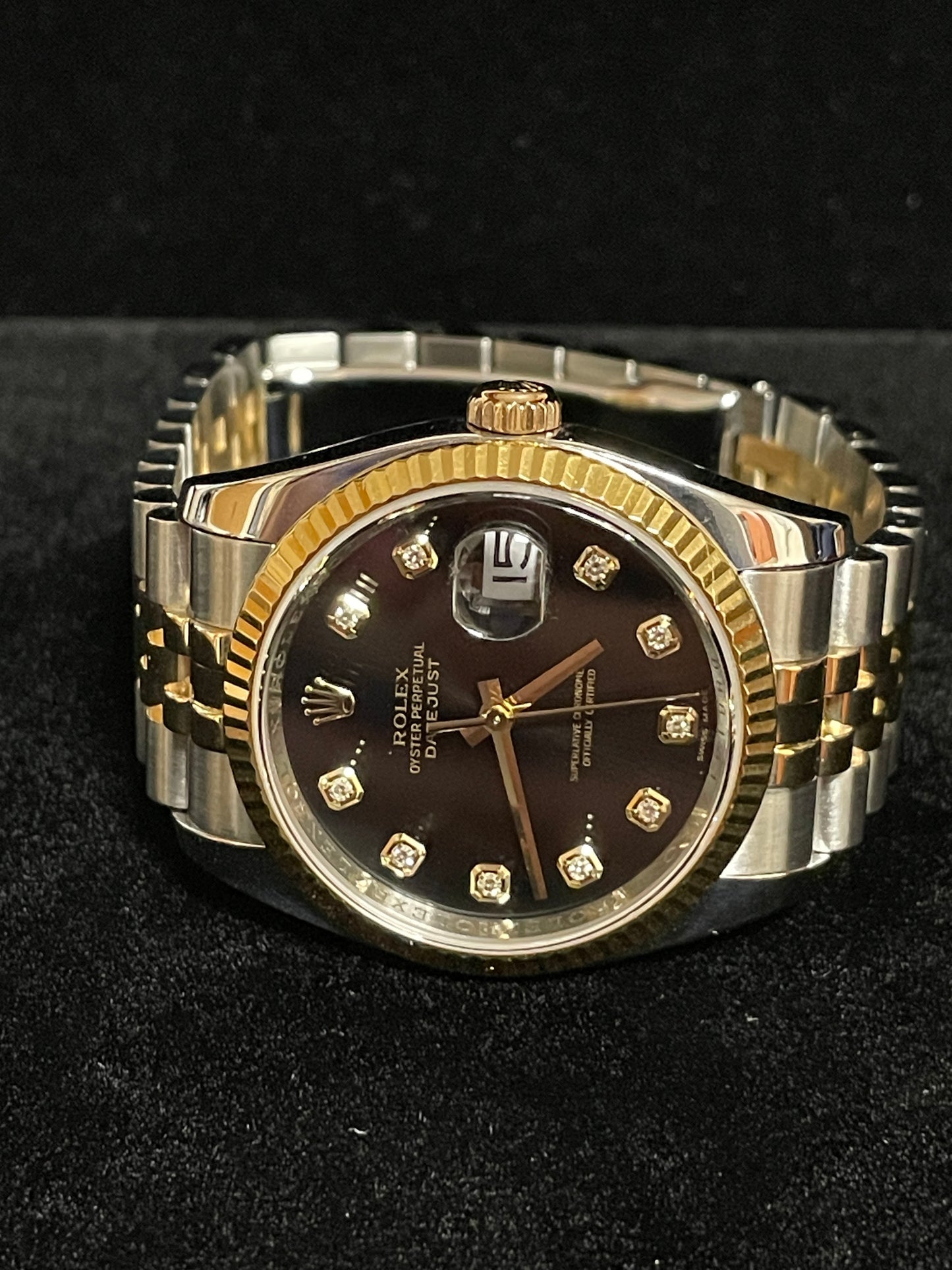 2006 Rolex Datejust 116233 Black Diamond Dial TT 18kt Jubilee No Papers 36mm