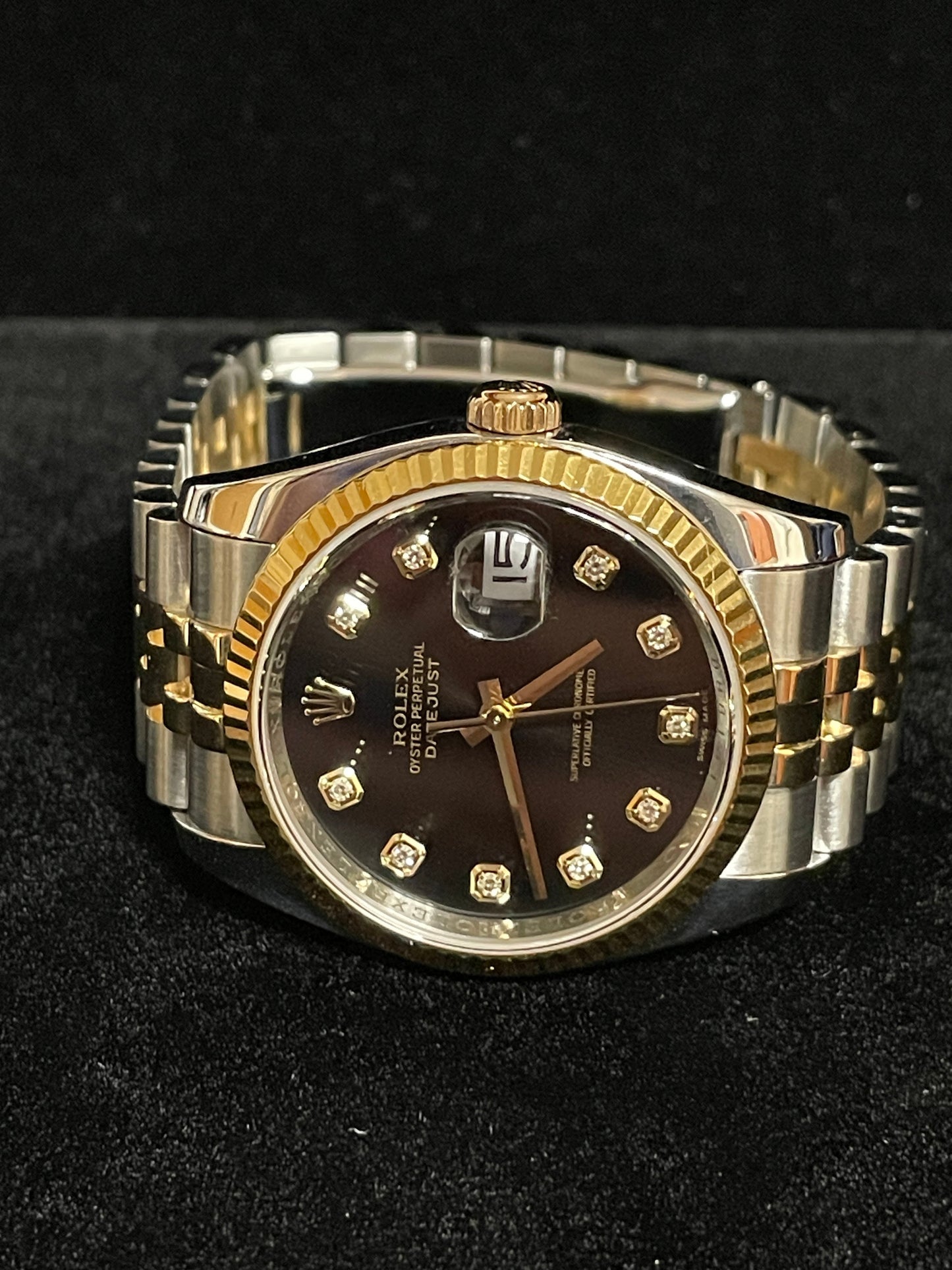 2006 Rolex Datejust 116233 Black Diamond Dial TT 18kt Jubilee No Papers 36mm