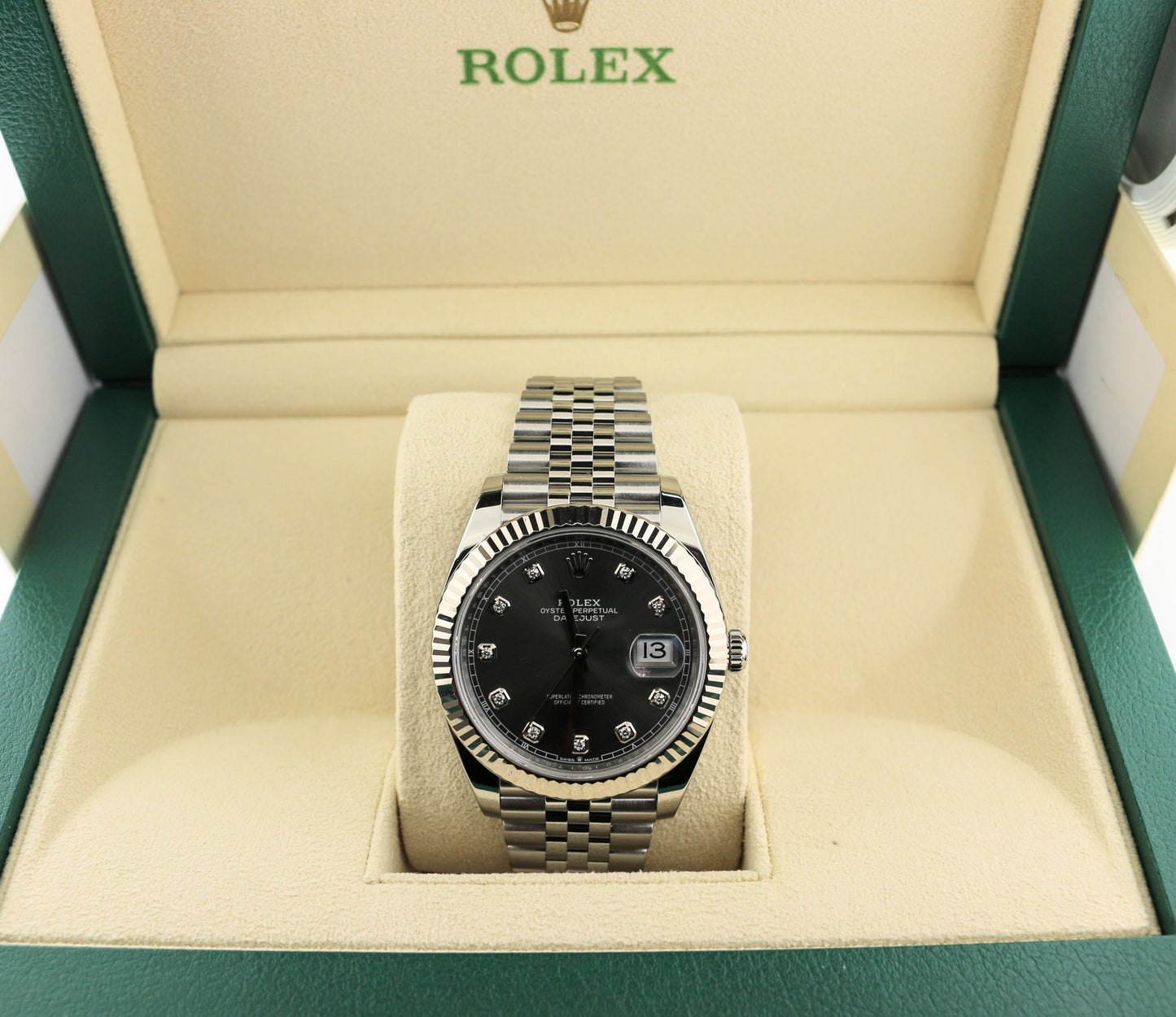 2023 Rolex Datejust 126334 Rhodium Diamond Dial SS Fluted Jubilee No Papers 41mm