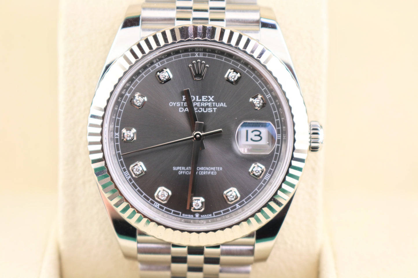 2023 Rolex Datejust 126334 Rhodium Diamond Dial SS Fluted Jubilee No Papers 41mm