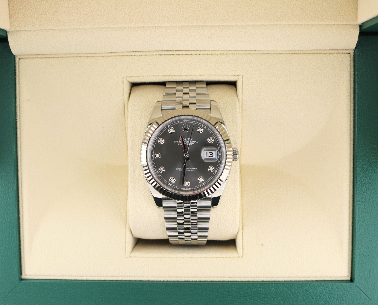 2023 Rolex Datejust 126334 Rhodium Diamond Dial SS Fluted Jubilee No Papers 41mm