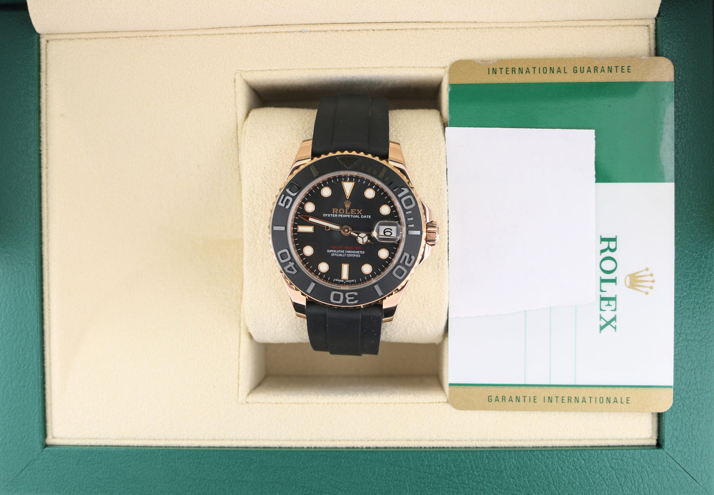 Rolex Yacht-Master Midsize 268655 Black Dial RG 18kt OysterFlex With Papers 37mm