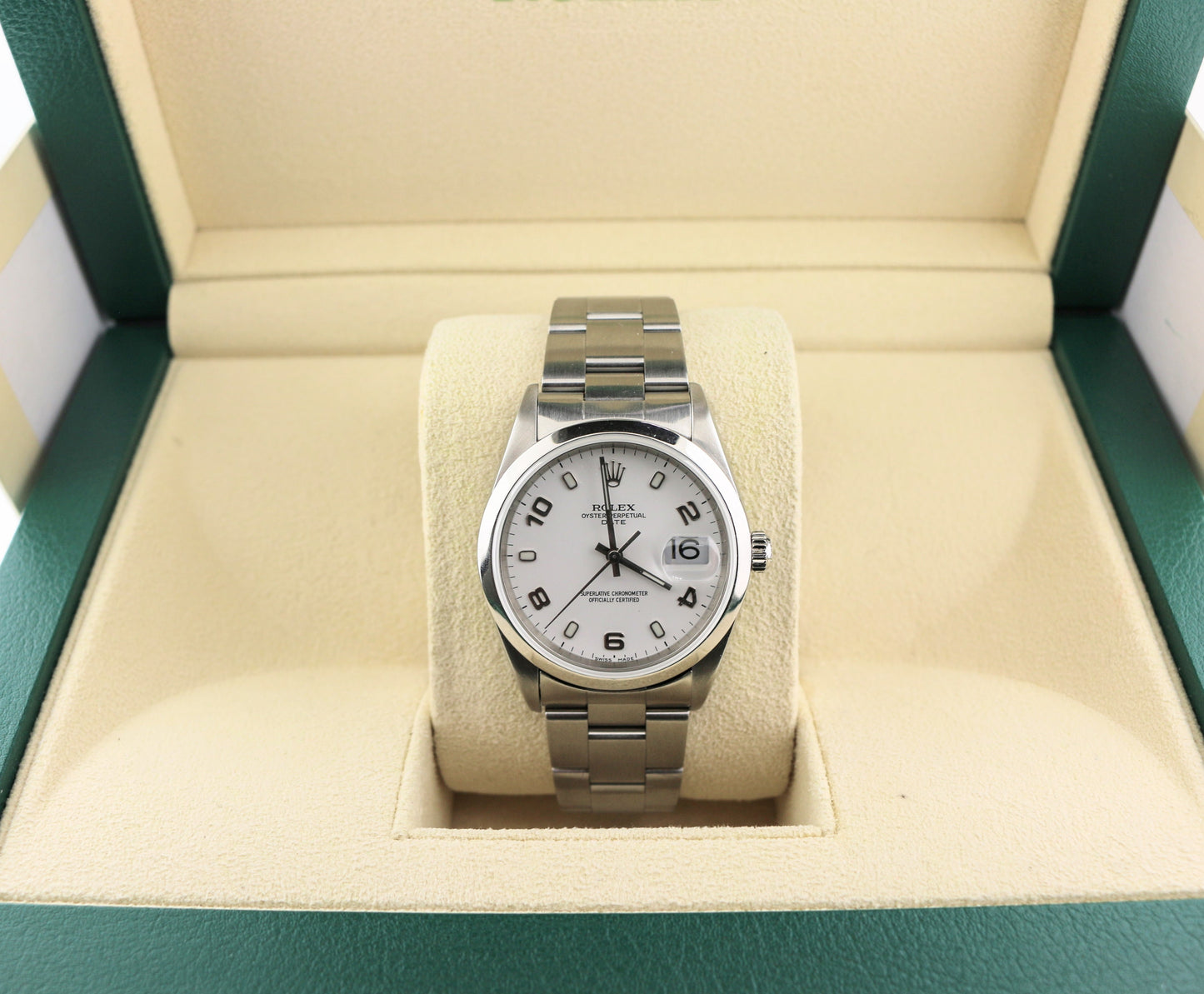 2000 Rolex Oyster Perpetual Date 15200 White Arabic Dial SS Oyster No Paper 34mm