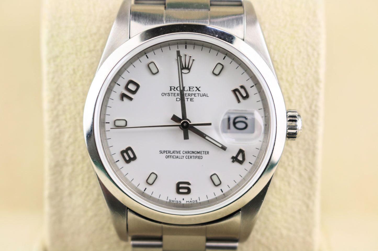 2000 Rolex Oyster Perpetual Date 15200 White Arabic Dial SS Oyster No Paper 34mm