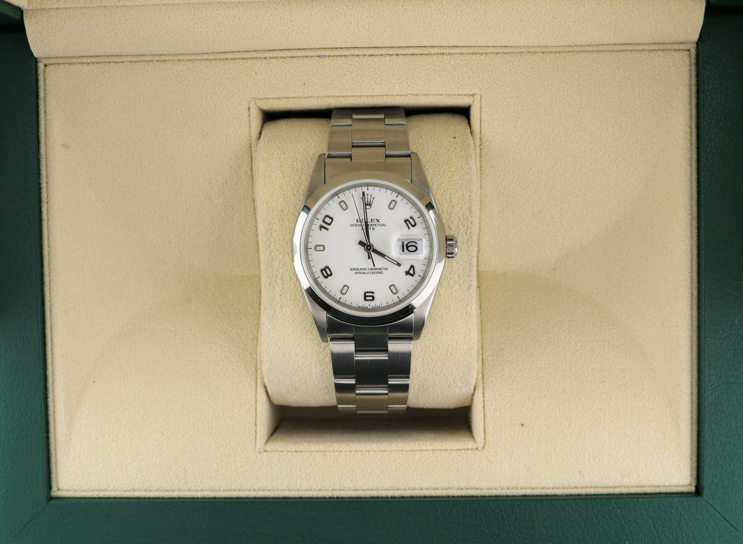 2000 Rolex Oyster Perpetual Date 15200 White Arabic Dial SS Oyster No Paper 34mm