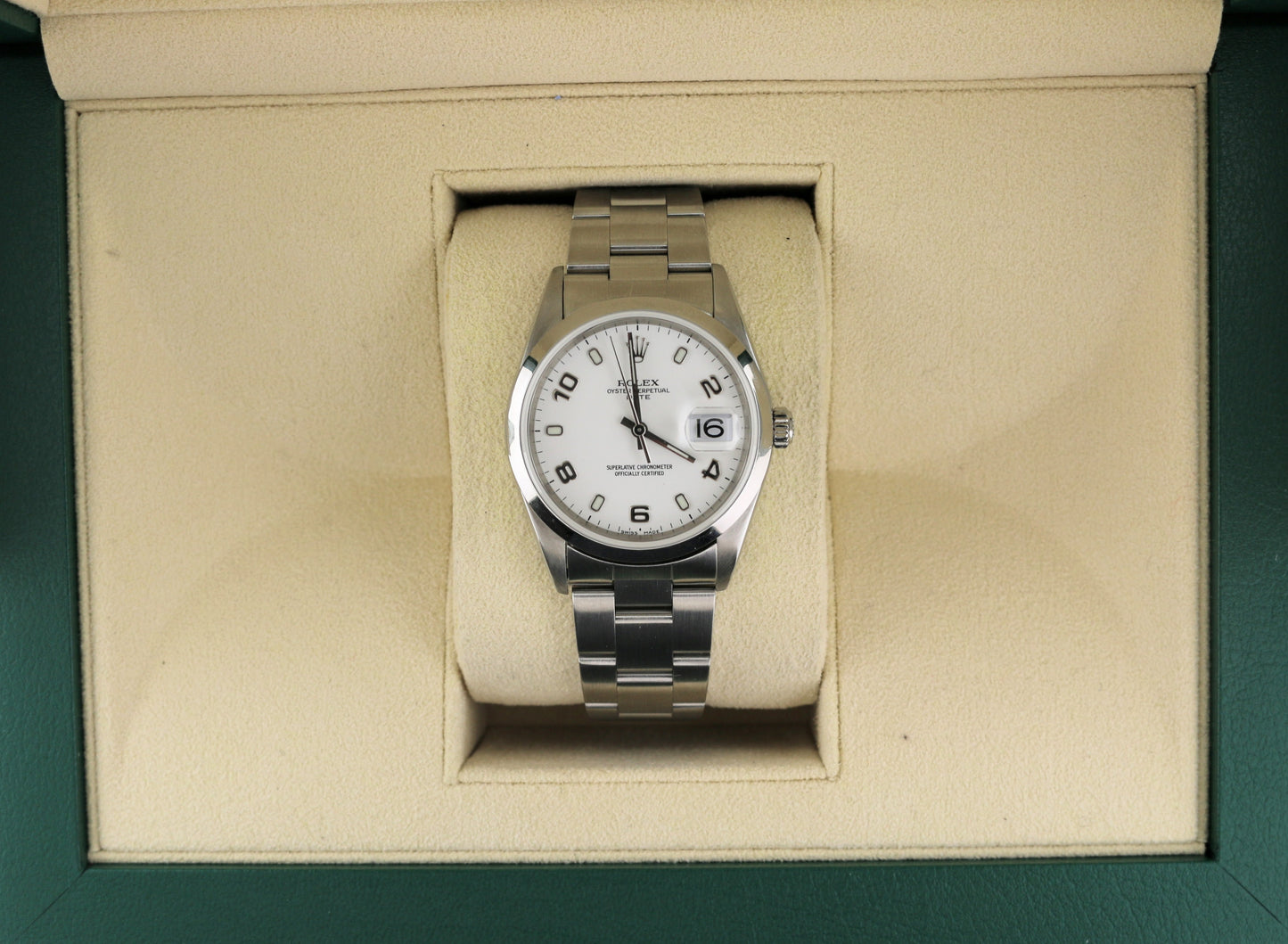 2000 Rolex Oyster Perpetual Date 15200 White Arabic Dial SS Oyster No Paper 34mm