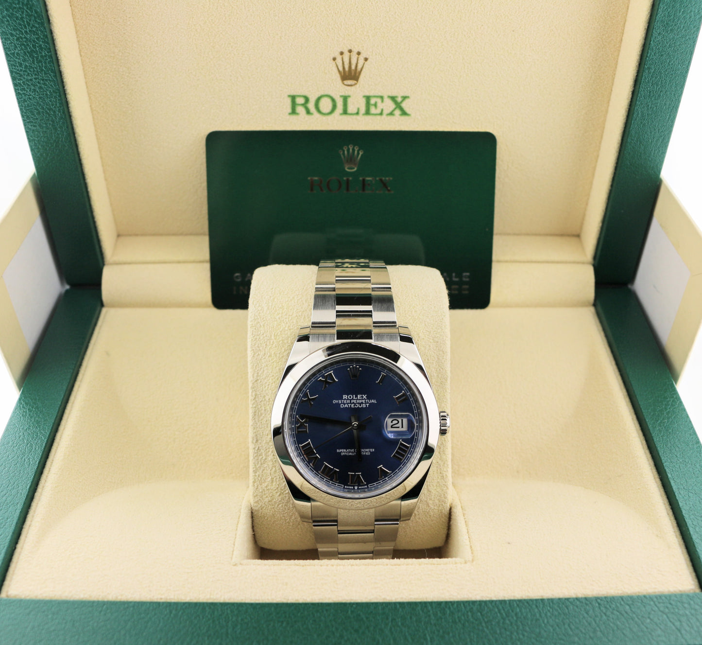 2022 Rolex Datejust 126300 Blue Roman Dial SS Oyster With Papers 41mm