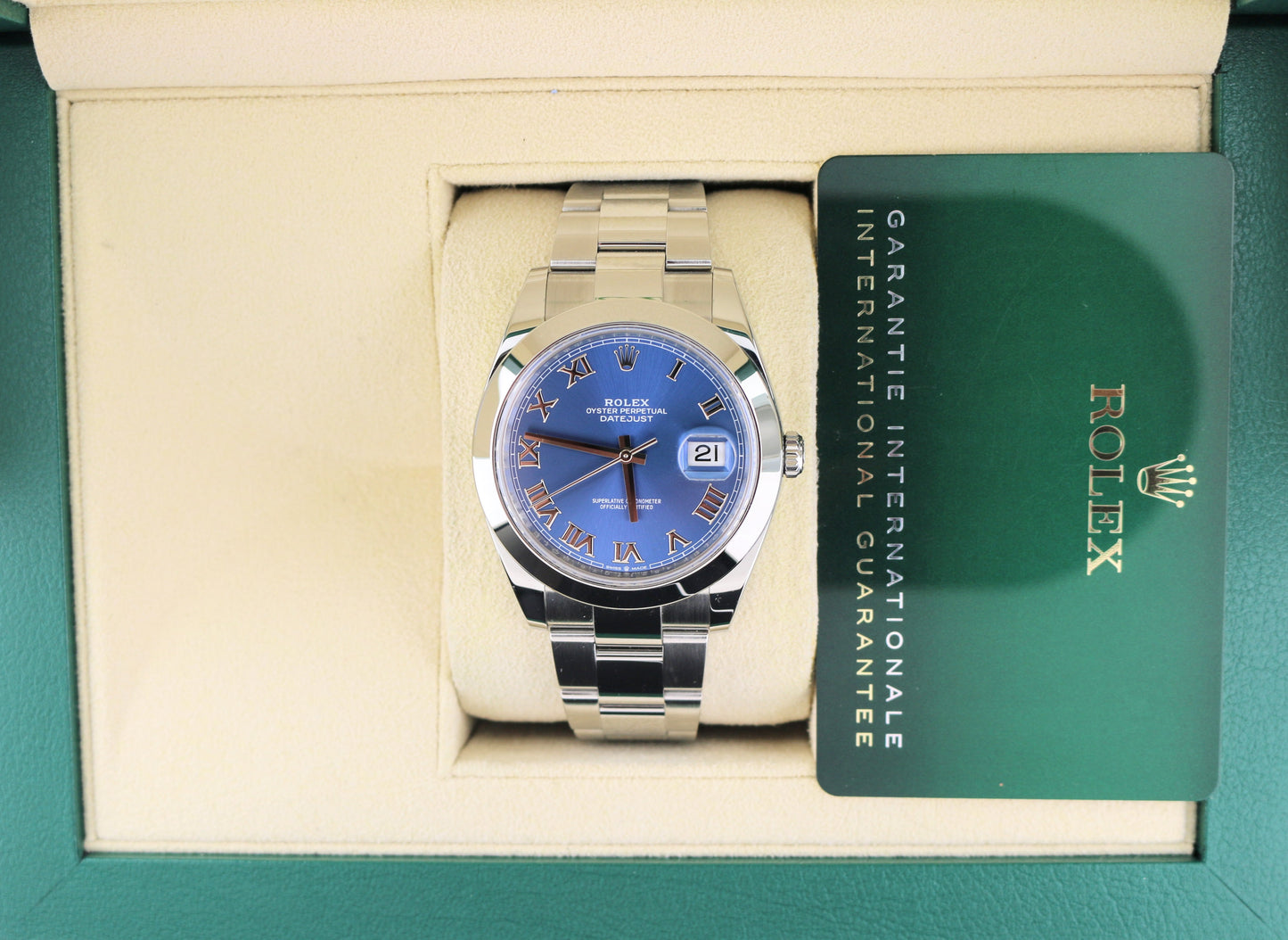 2022 Rolex Datejust 126300 Blue Roman Dial SS Oyster With Papers 41mm