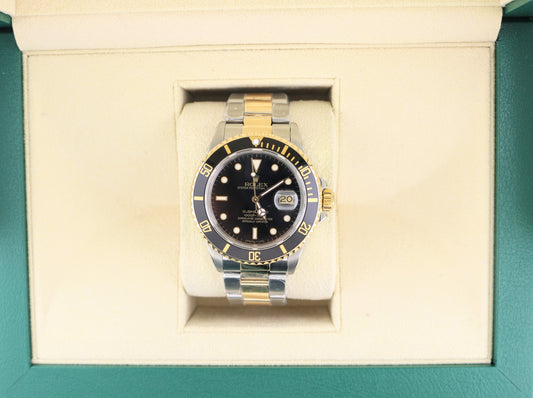 1986 Rolex Submariner 16803 Black Dial TT 18kt Oyster No Papers 40mm